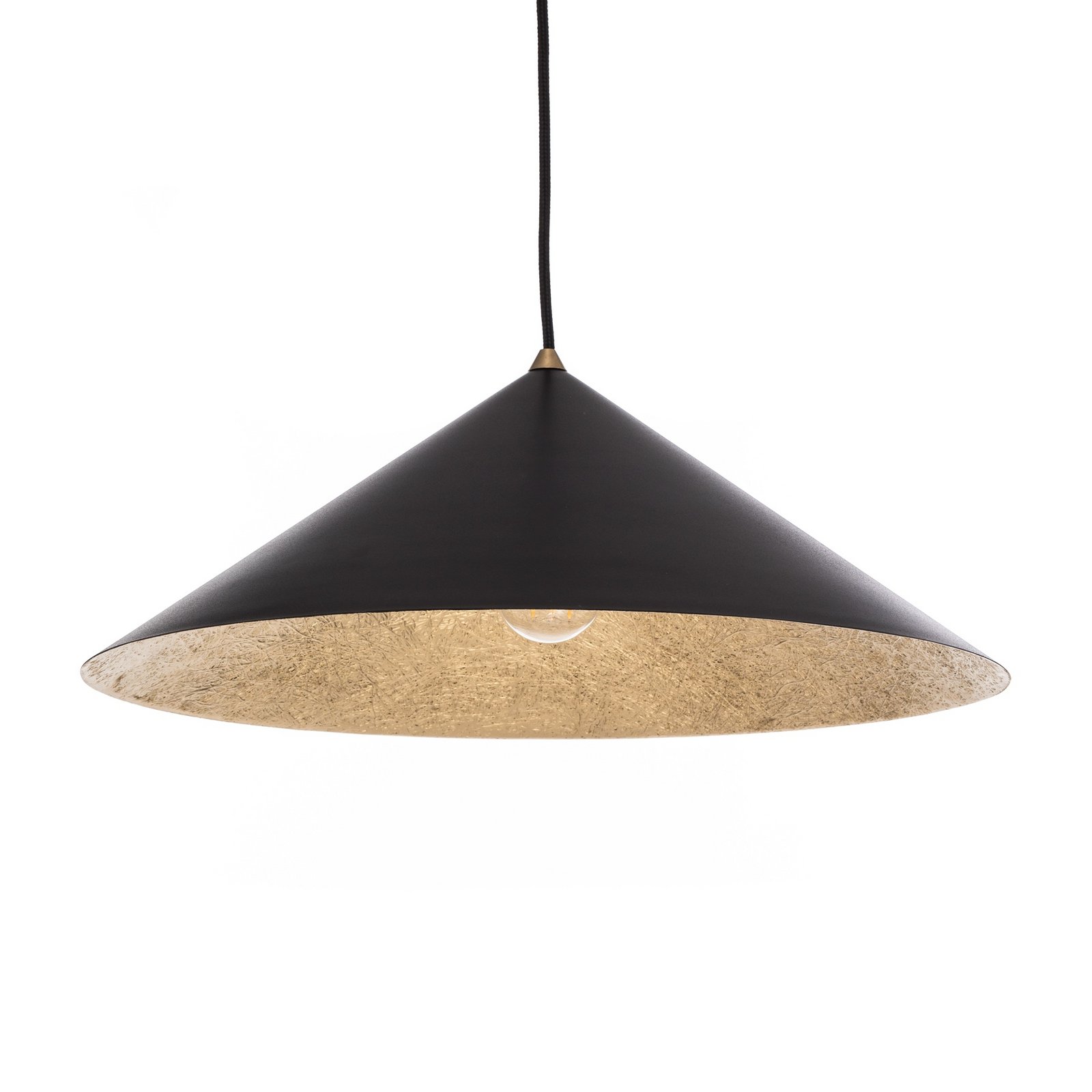 Fuji pendant light, composite fibre, black/gold-coloured, Ø 50 cm