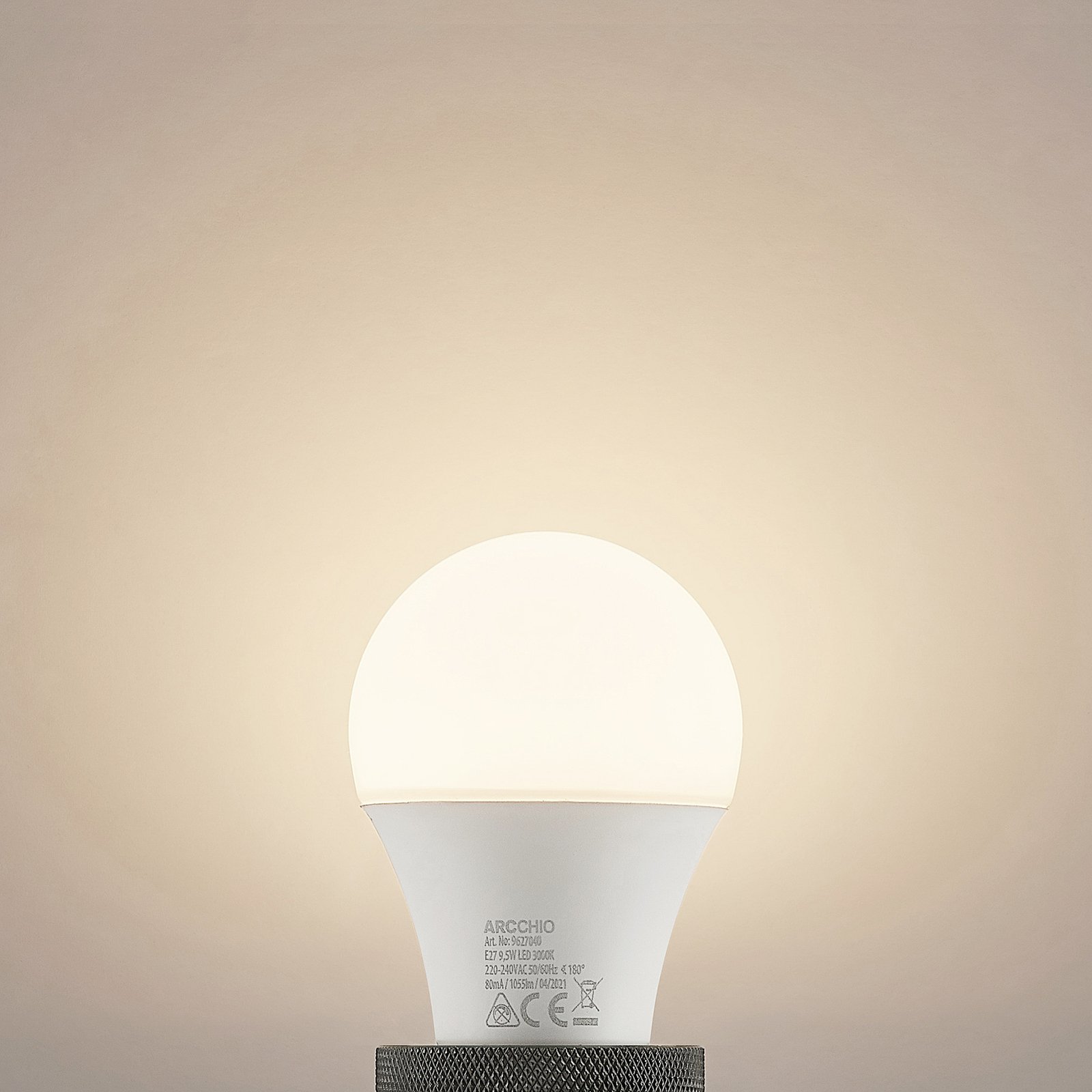 LED-Lampe E27 A60 9,5W 3.000K opal, 3er-Set