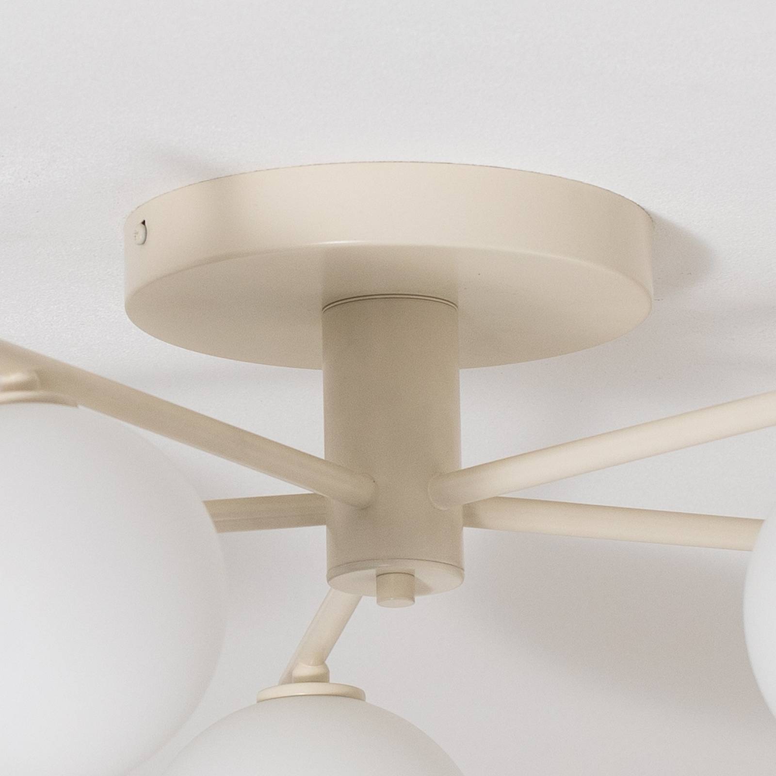 Lampa sufitowa Prato, kremowa, szklana, 5-punktowa