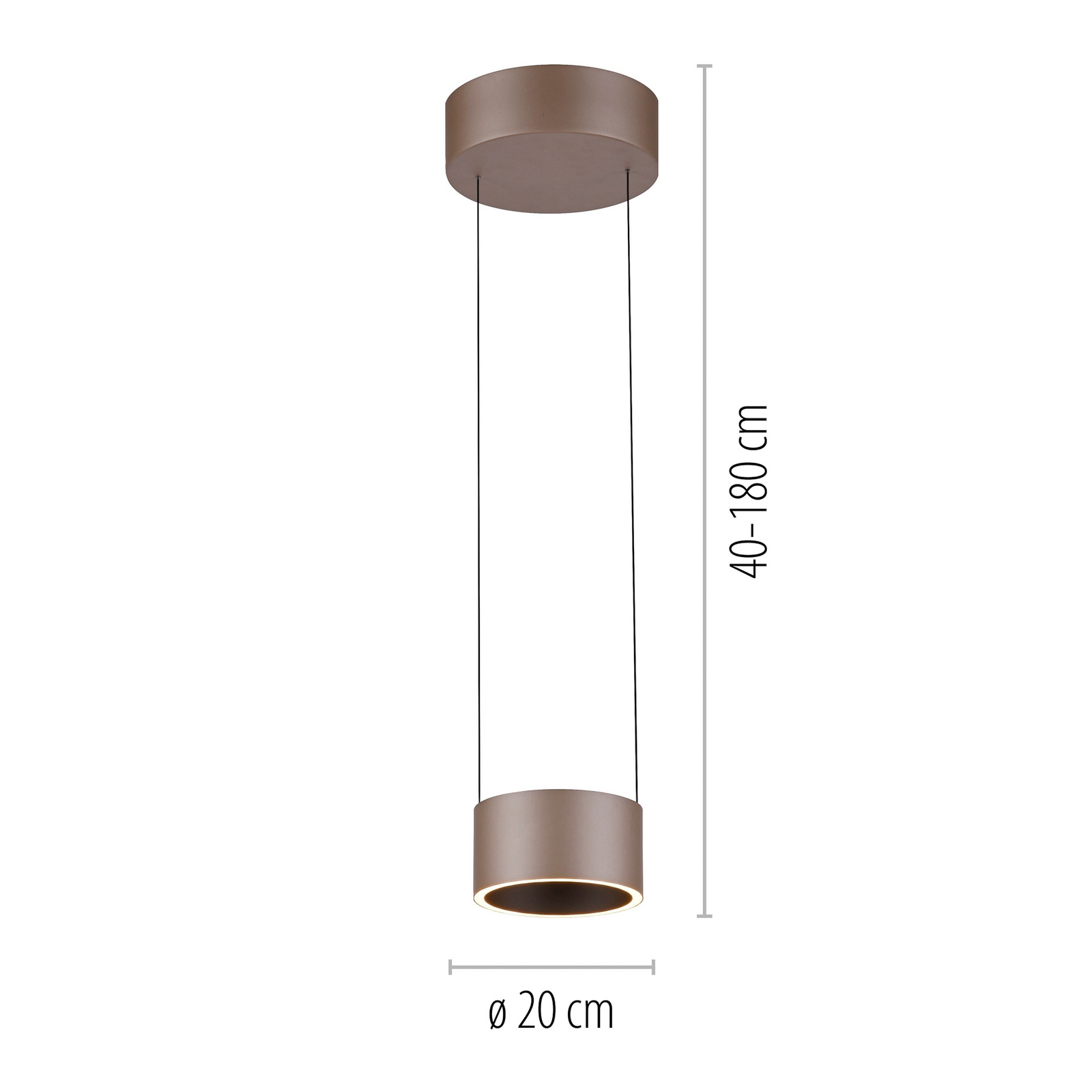 PURE LED-Pendellampe Clipse, bronzefarben Ø 20 cm CCT, 2-flg