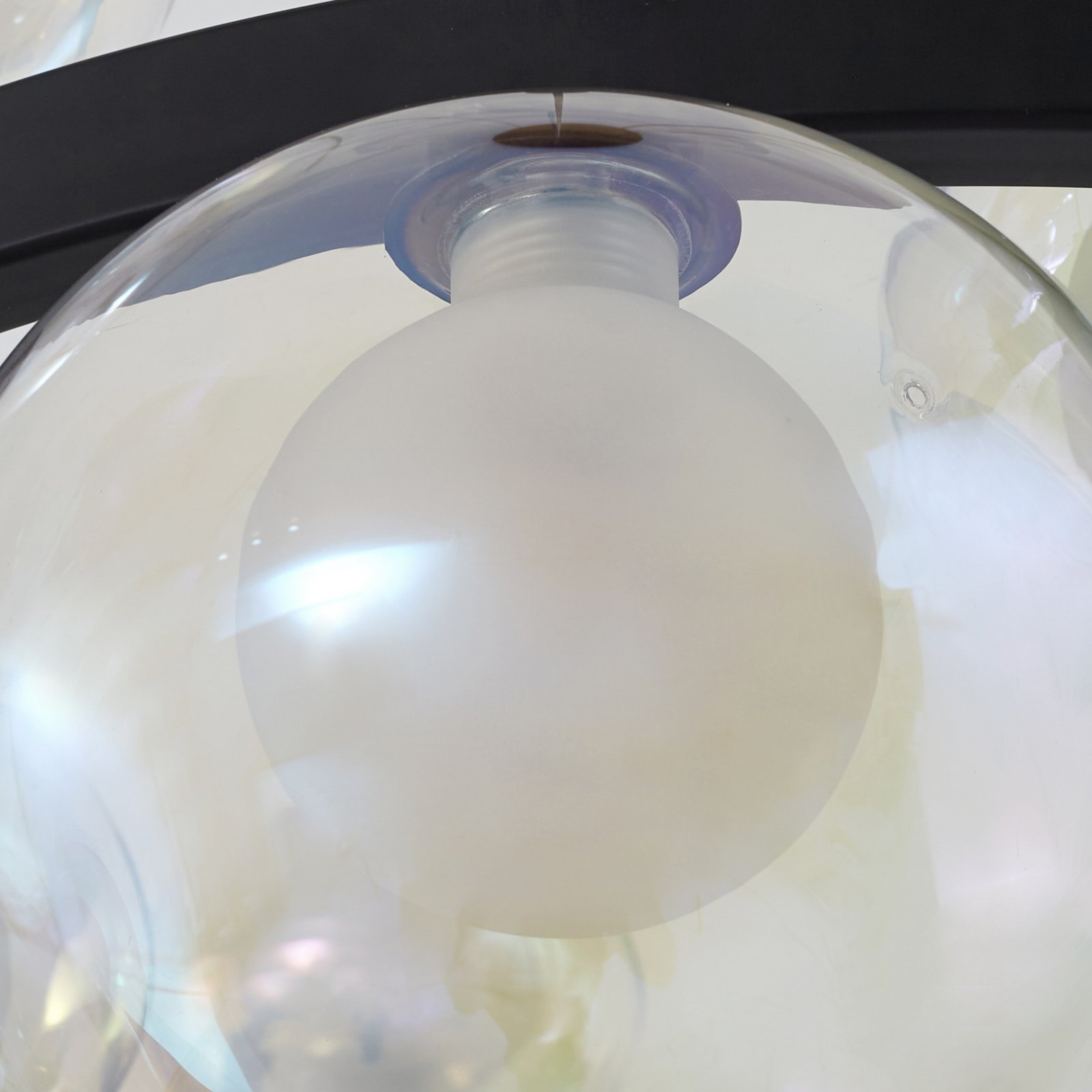 Lucande Hängeleuchte Marvi, Ø 68 cm, schwarz, Glas, Metall