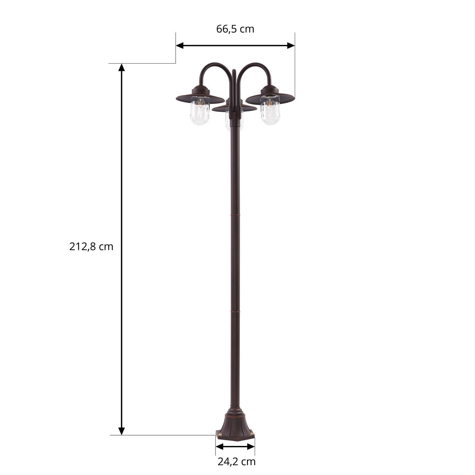 Lindby välisvalgusti Bilma, 3-haruline, roostekarva, 220 cm, klaas, IP65 Lindby välisvalgusti Bilma, 3-haruline, roostekarva, 220 cm, klaas, IP65