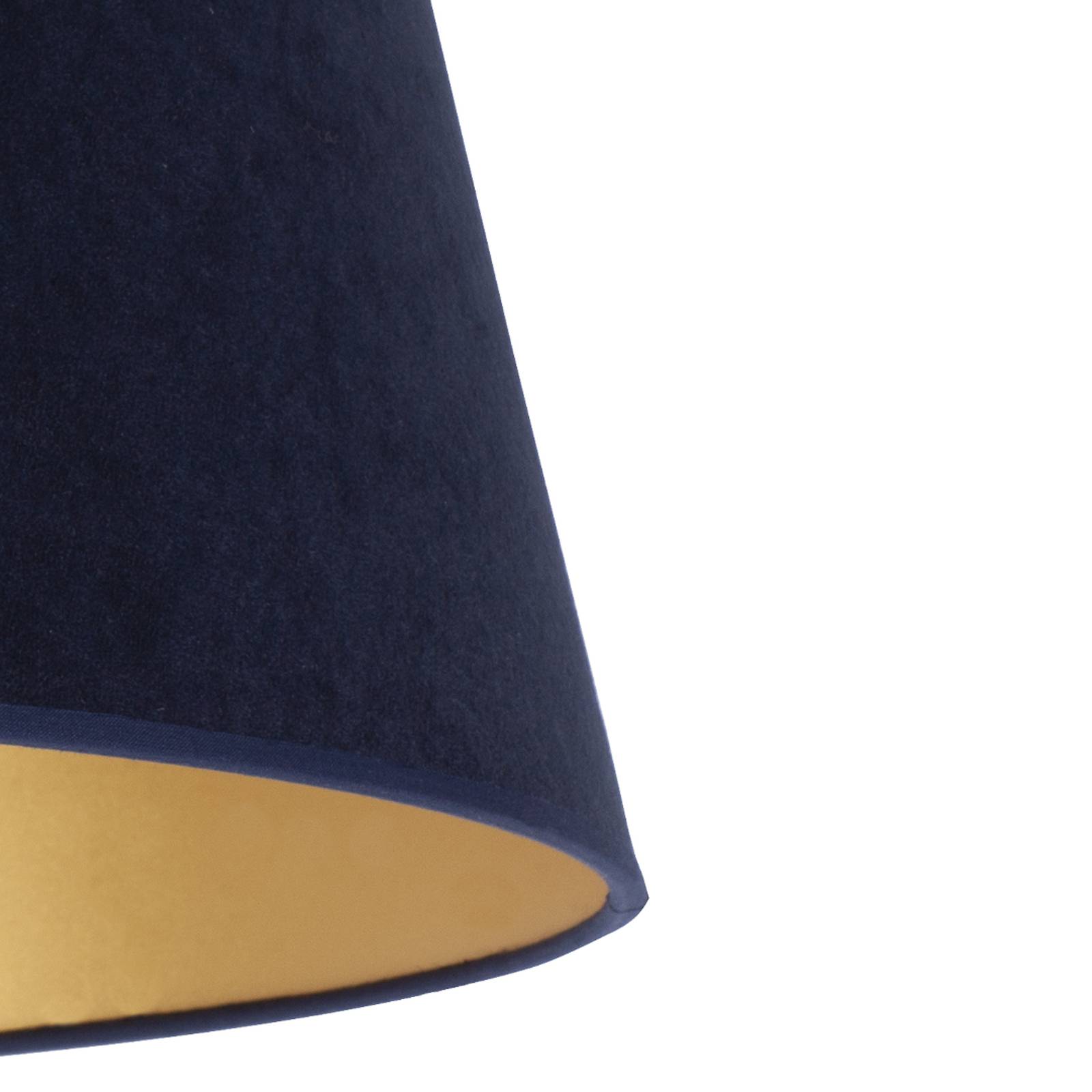 Euluna kap Cone hoogte 25,5 cm, donkerblauw/goud, wildleer, textiel, E27, H: 25.5 cm