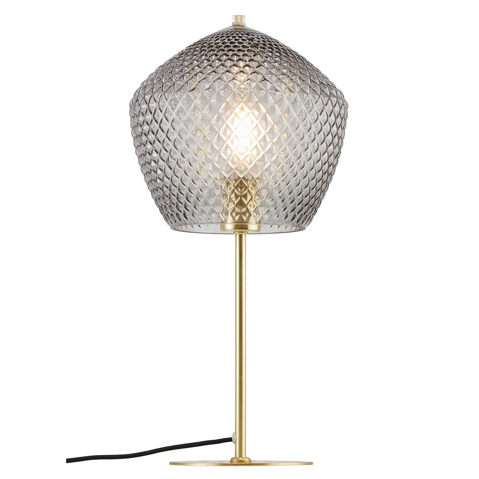 Orbiform table lamp, transparent smoky grey