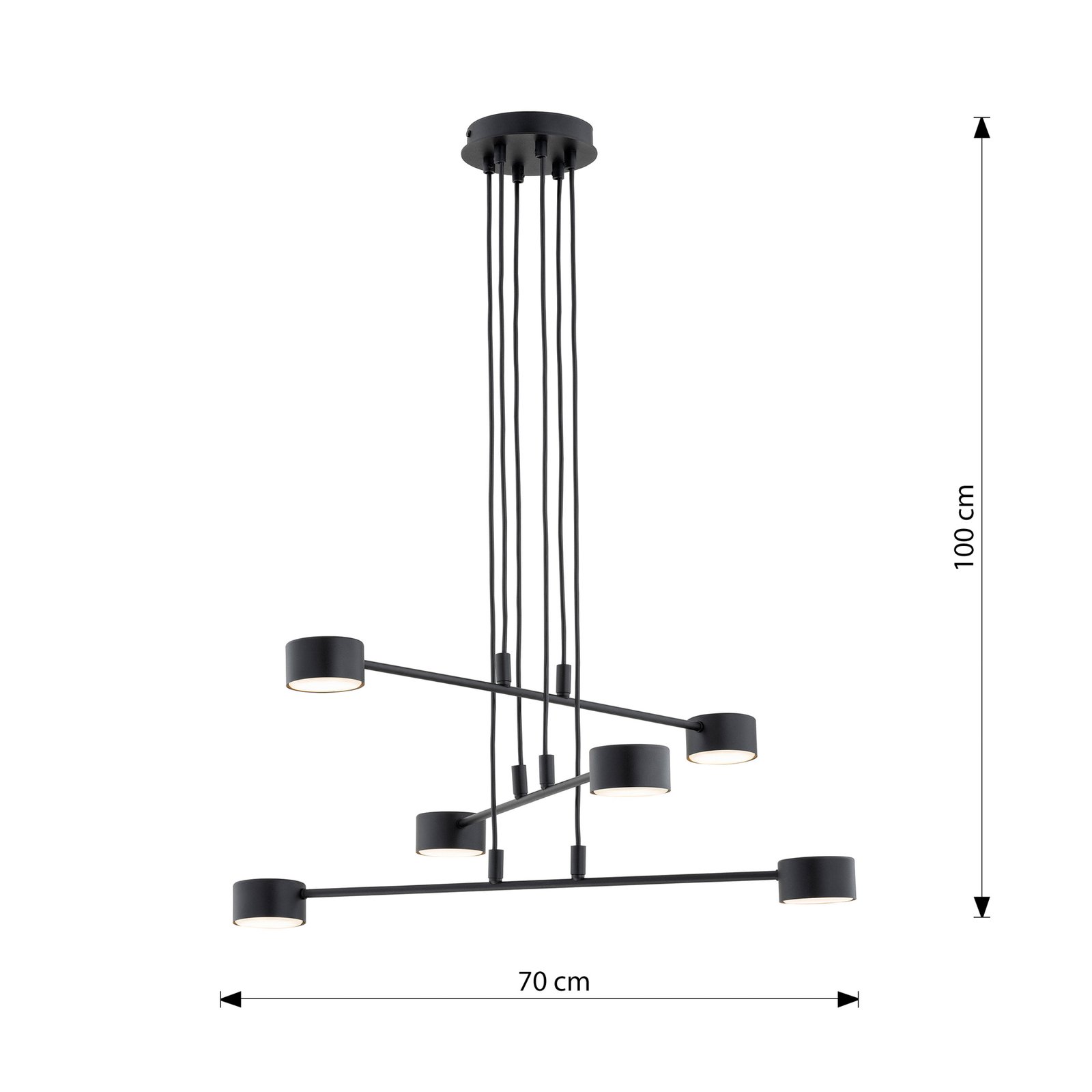 Suspension Modus 6, acier, à 6 lampes, GX 53, noir