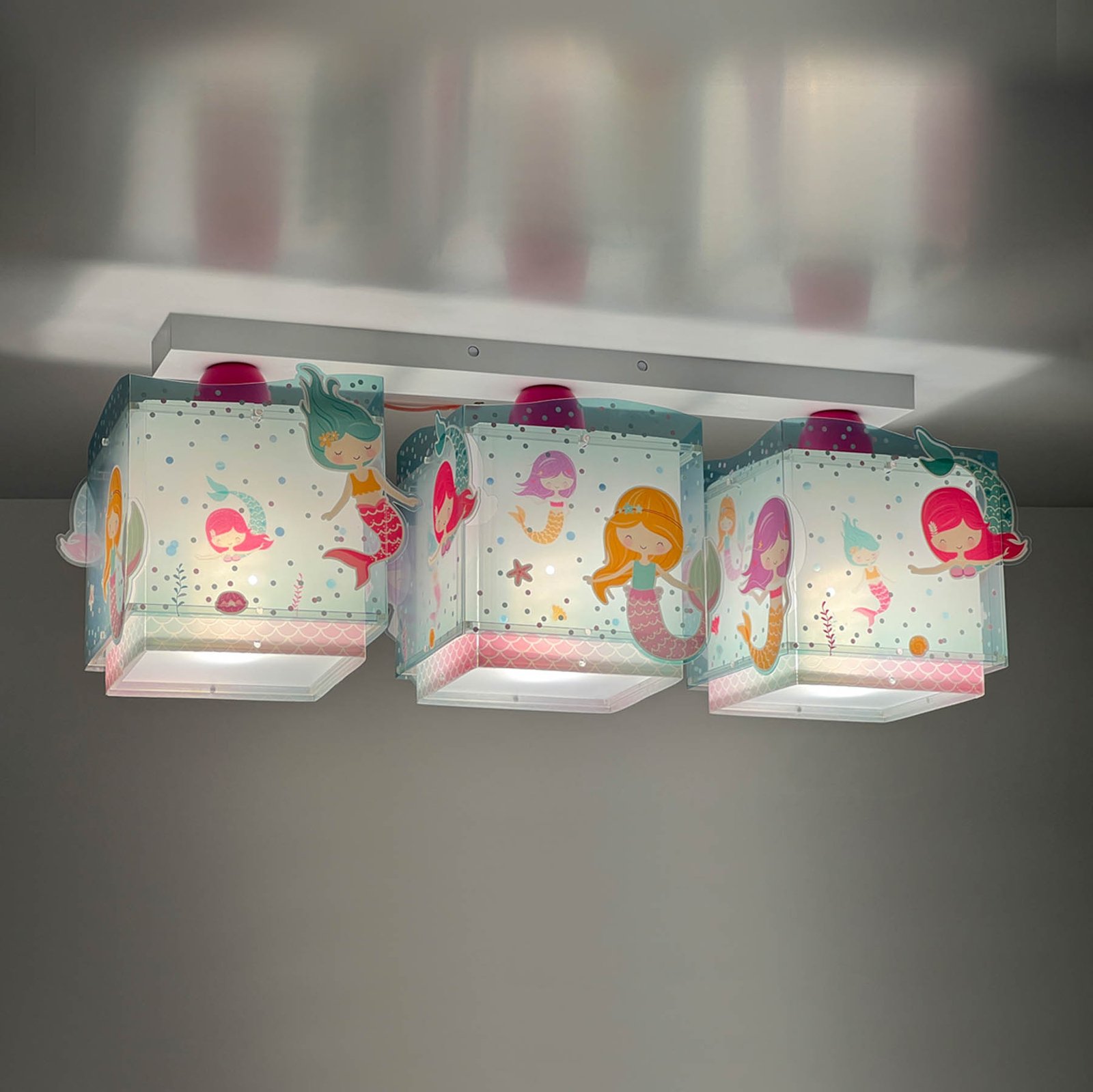 Dalber Mermaids ceiling lamp, mermaids, 3-bulb