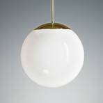 Pendant light with opal sphere, 35 cm, brass