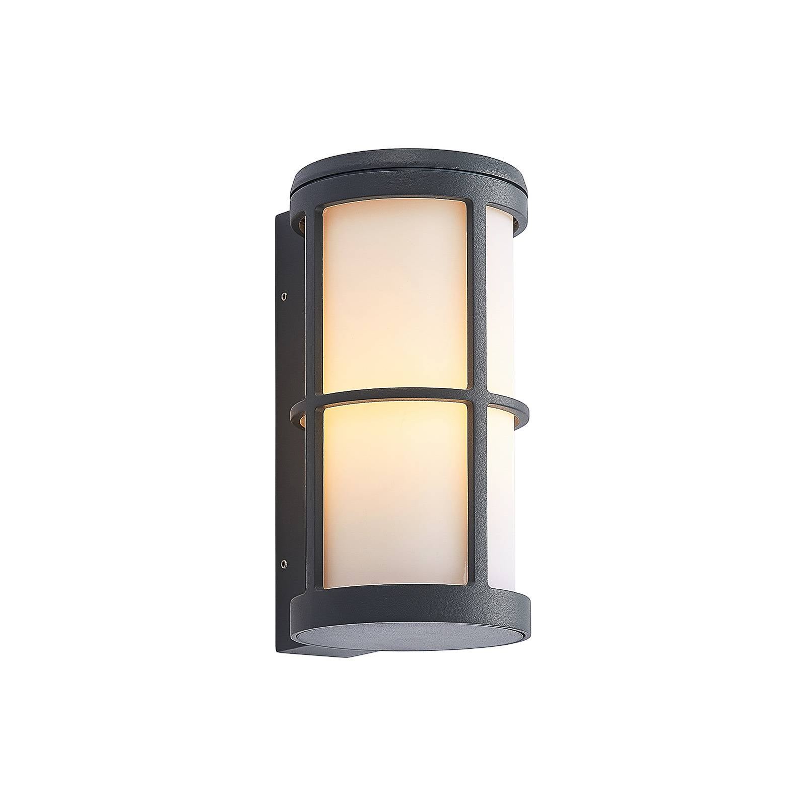 Lucande Kelini outdoor wall light, dark grey, die-cast aluminium, plastic, E27, 18 W, W: 12 cm, H: 23 cm