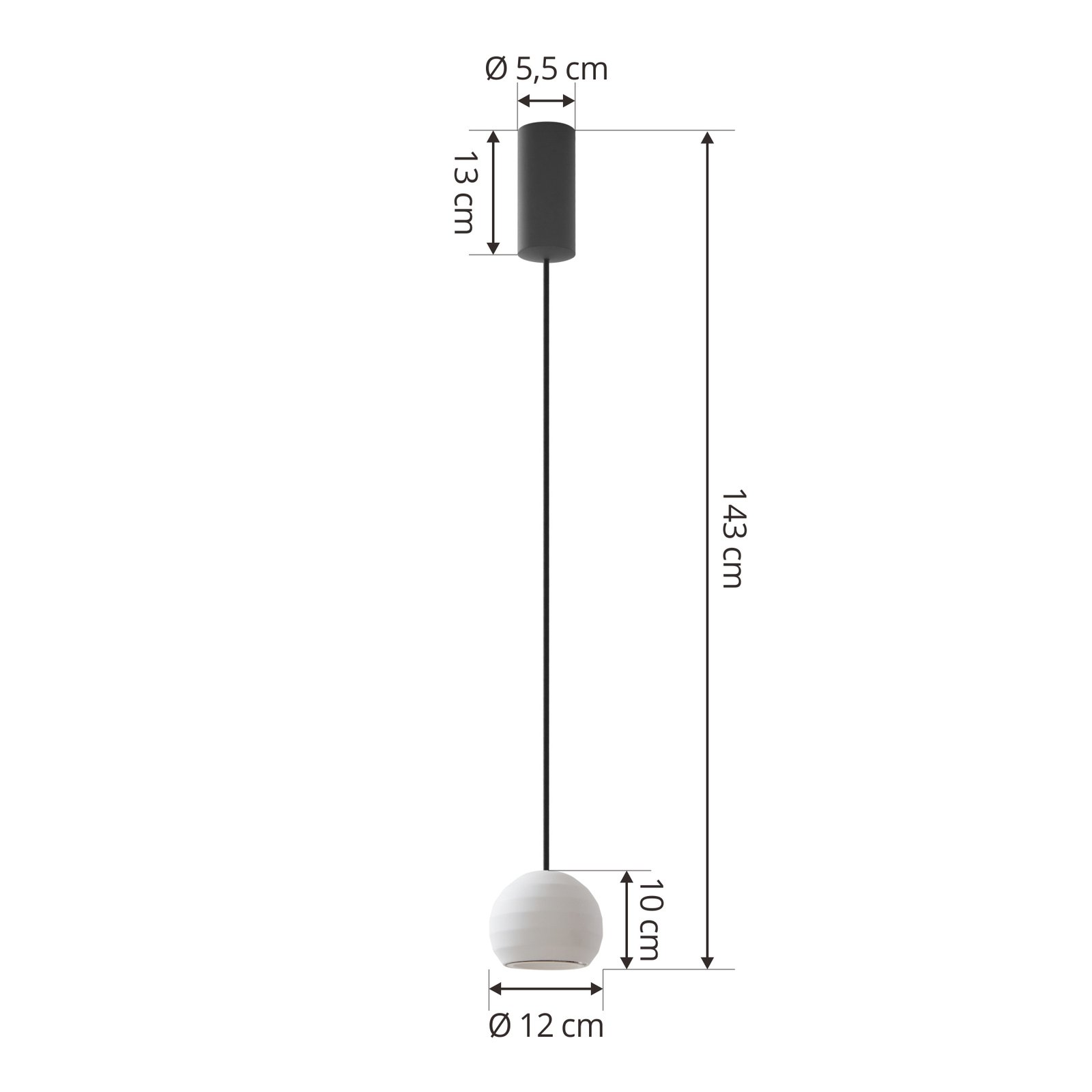Lucande suspension LED Darkorin, blanc, encoches, plâtre, 12 cm
