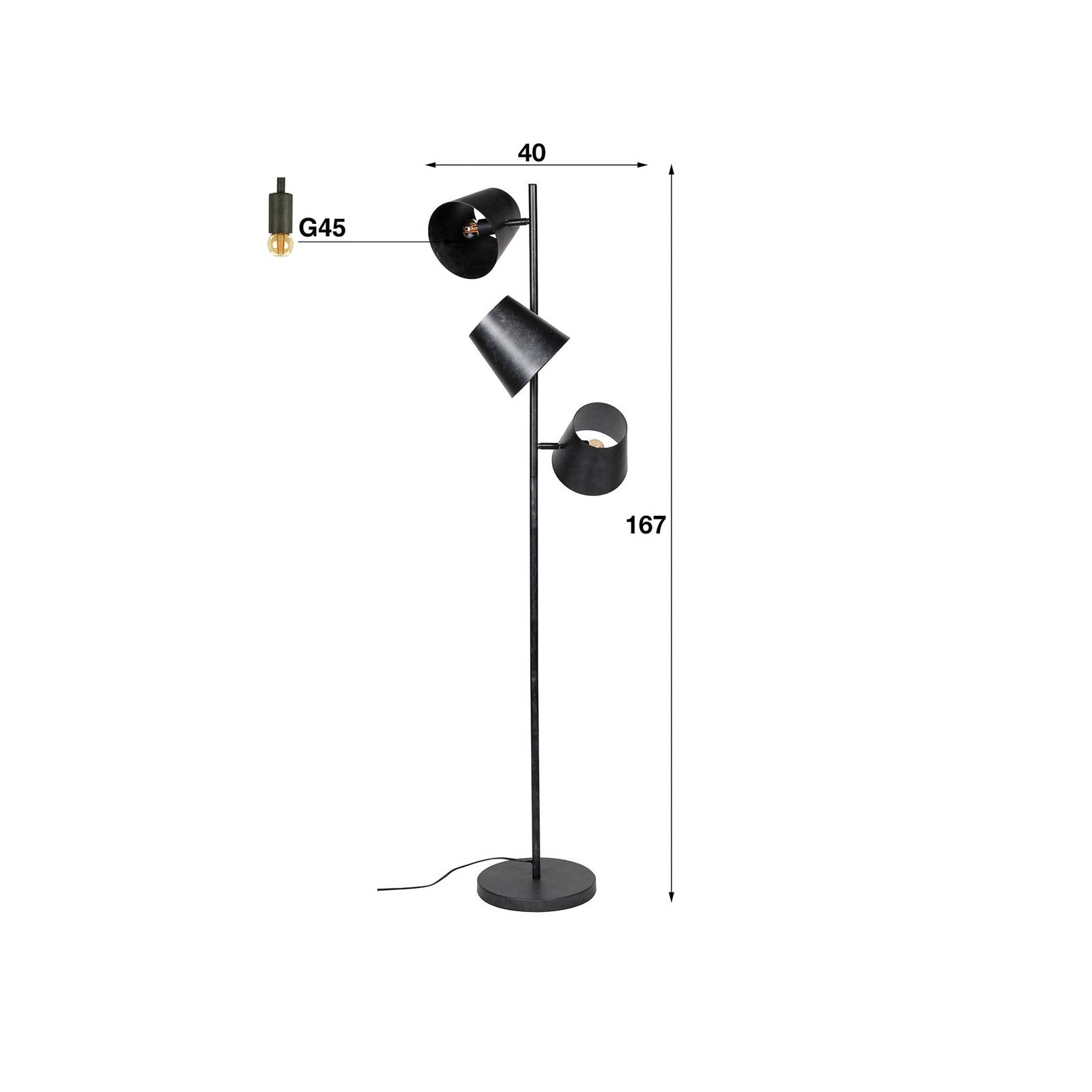 Lampa stojąca Grevenbourgh, antracyt, 3-punktowa