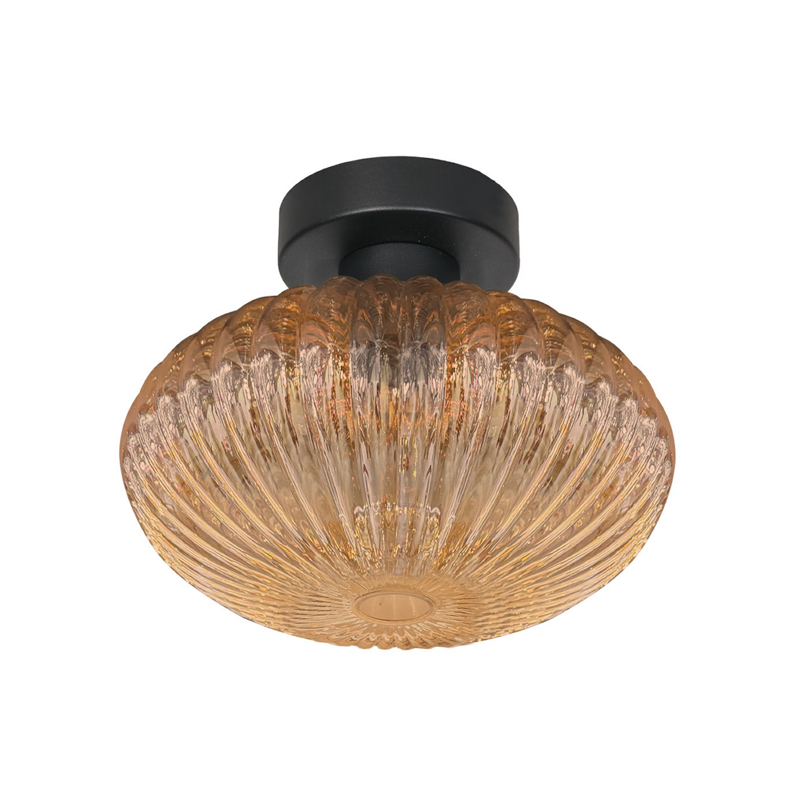 Lámpara de techo Bloeba, Ø 30 cm, negro/ámbar, cristal