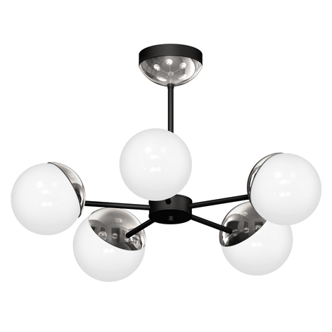 Deckenlampe Sfera 5-fl. Abstand Glas/schwarz/chrom