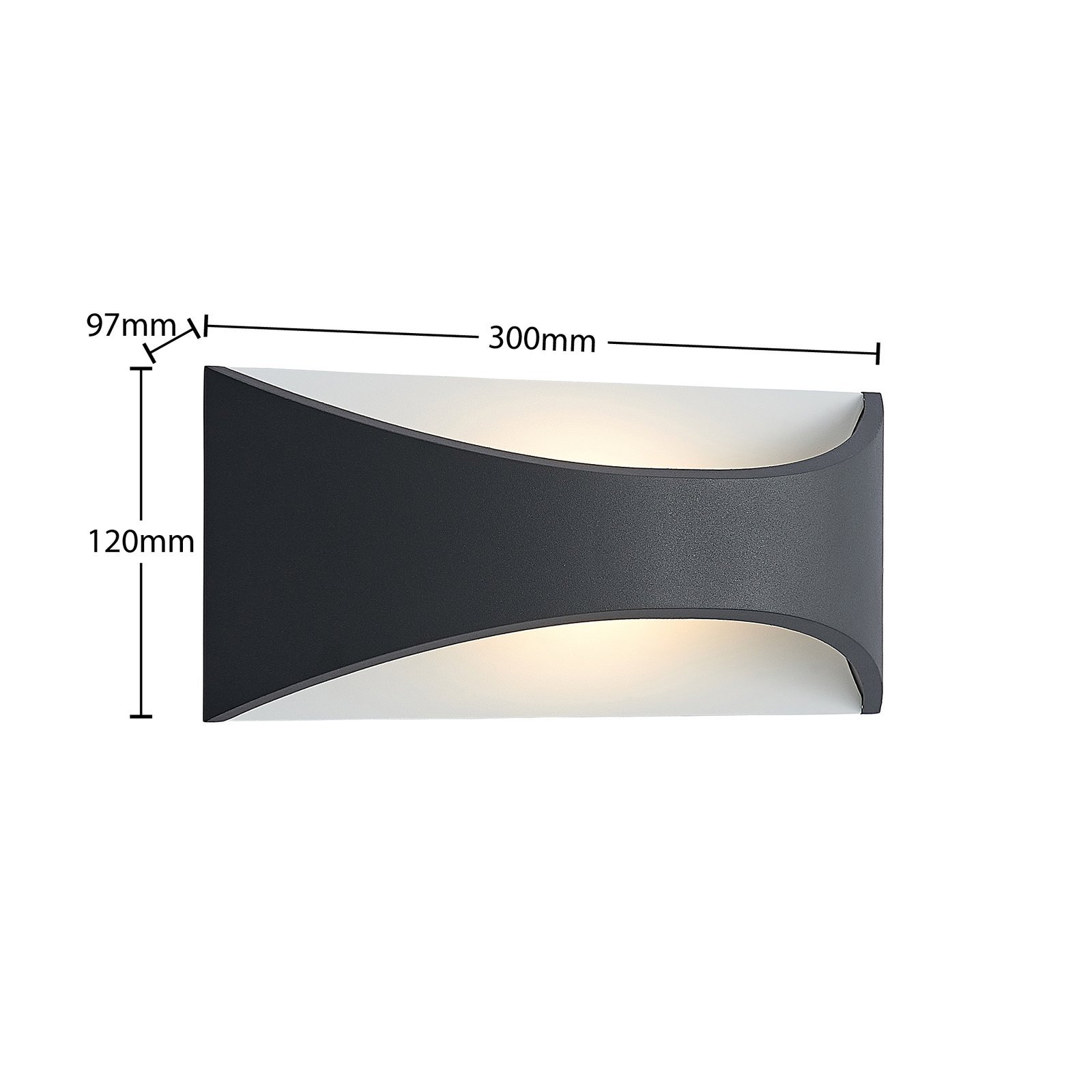 Mathea LED Applique Murale d'Extérieur L30 Dark Grey/White - Lindby