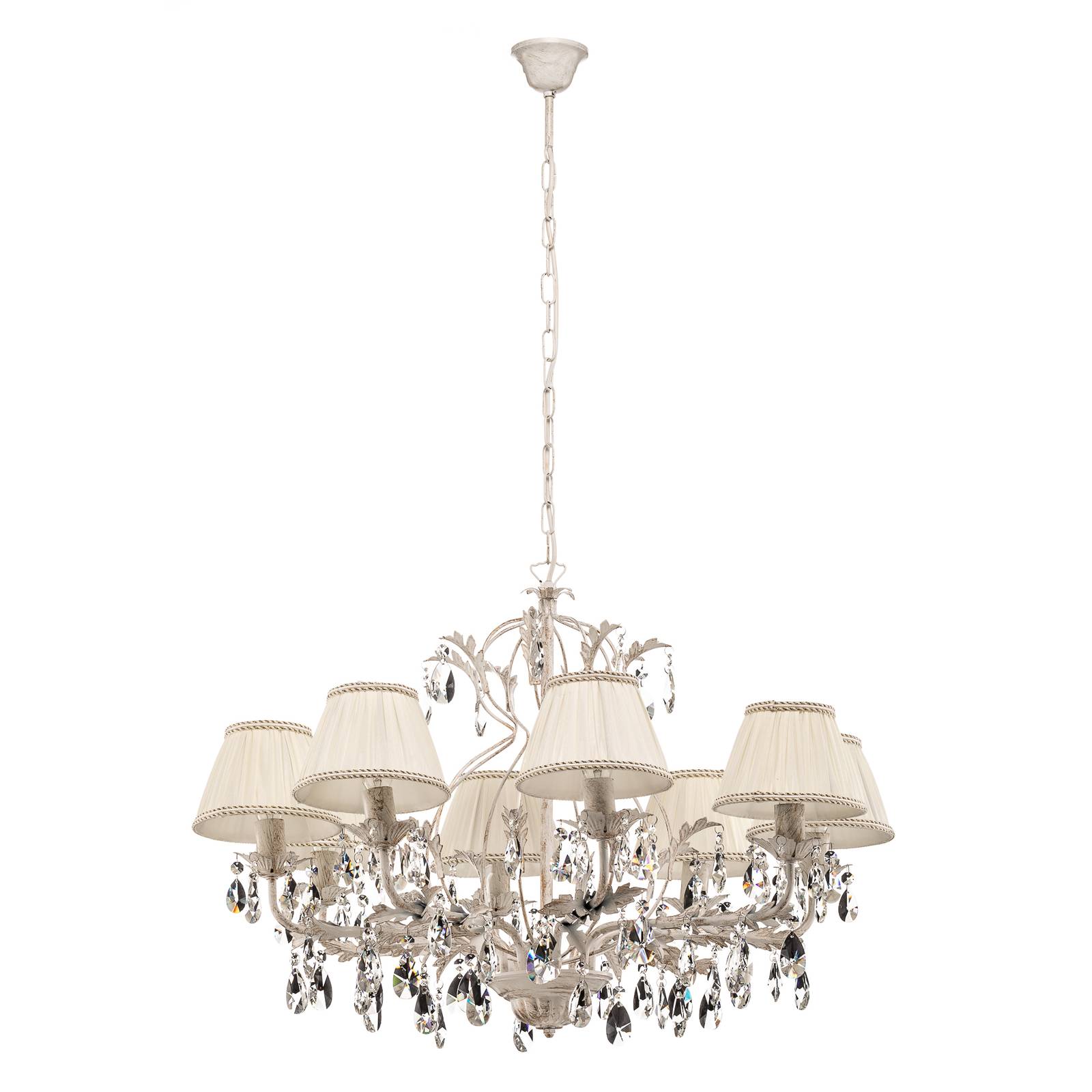 Lustre Karen avec abat-jour tissu huit lampes