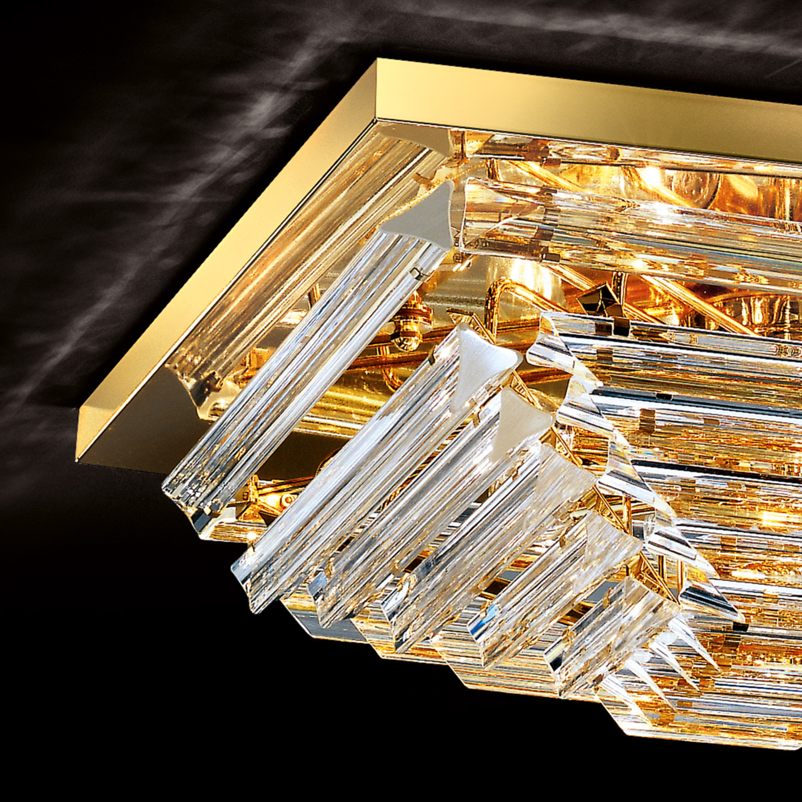 Gold-plated crystal ceiling light Losanghe, 55 cm