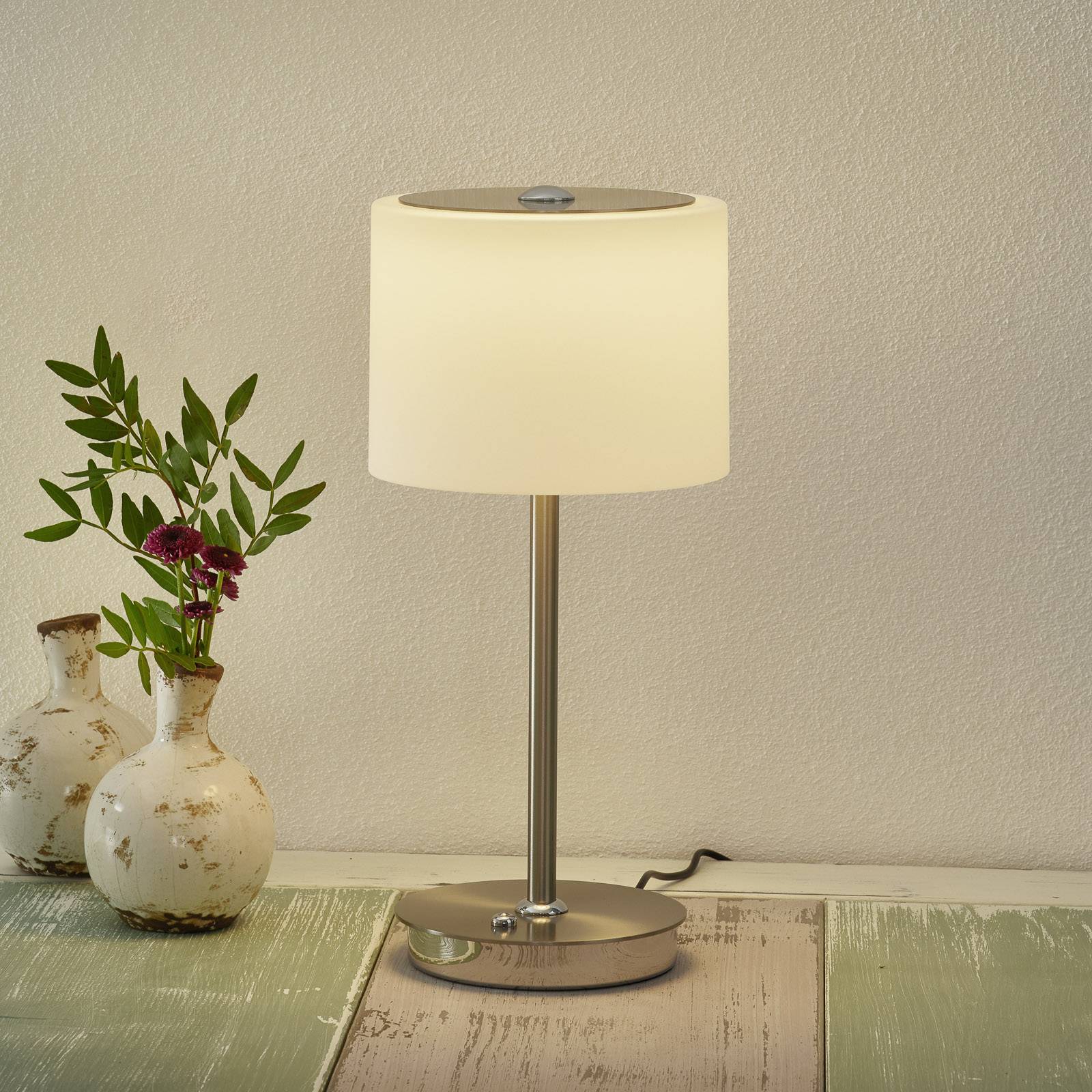 BANKAMP Grazia LED table lamp, ZigBee-compatible, for Living / Dining Room, metal, glass, 24 W, energy efficiency: A+, H: 34 cm