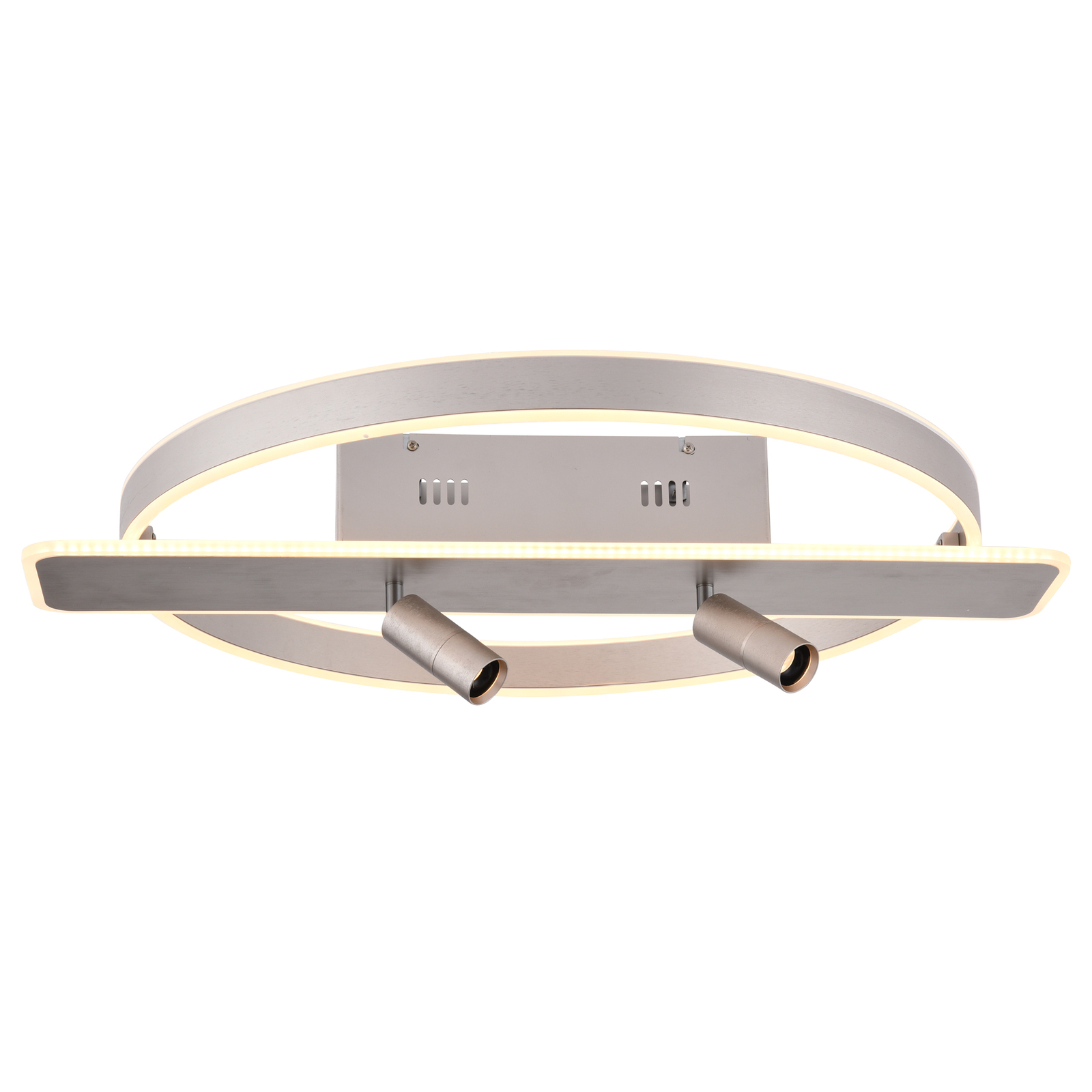 Lucande Stigla -LED-kattovalo, pyöreä, nikkeli