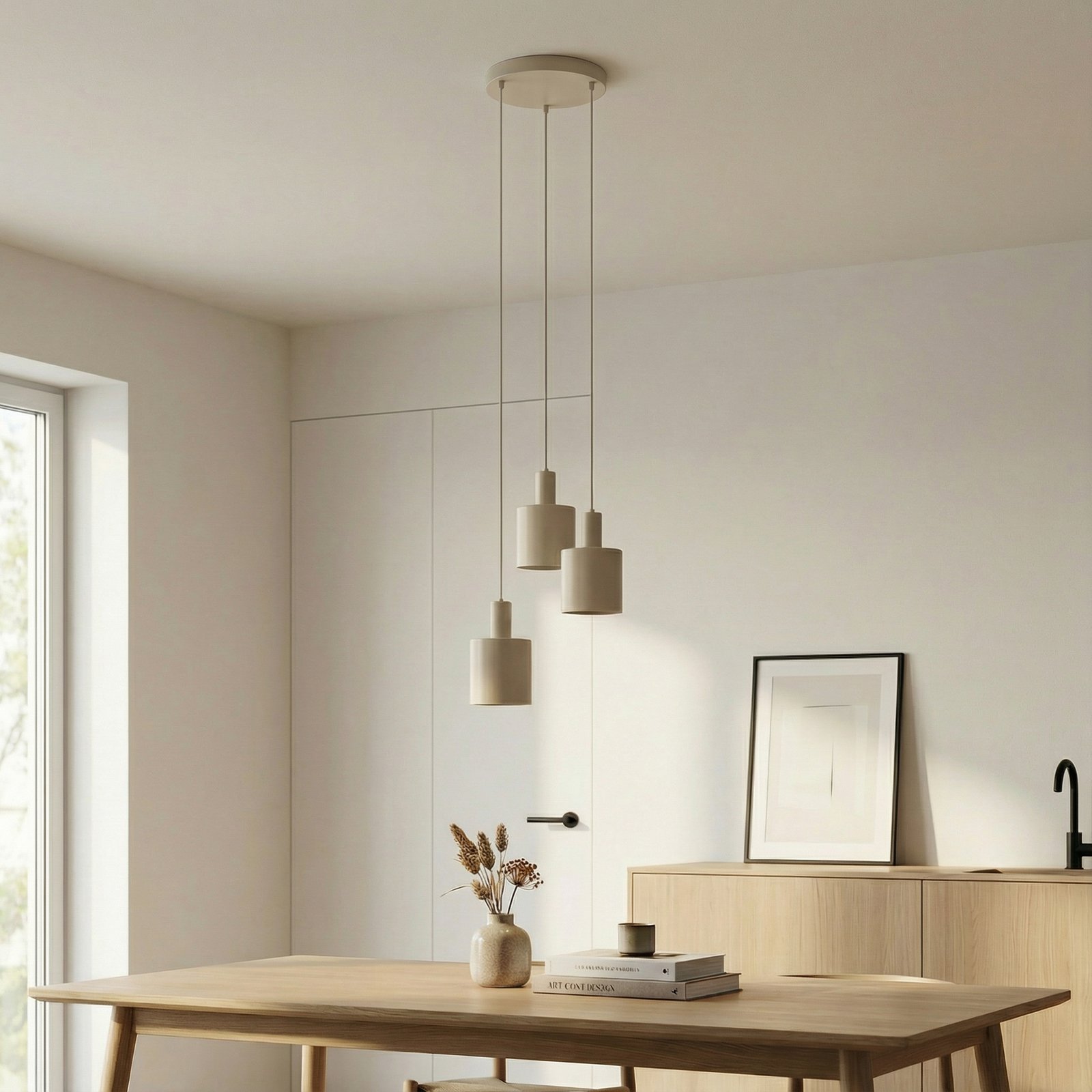 Ovelia 3 Round Riippuvalaisin Beige - Lindby