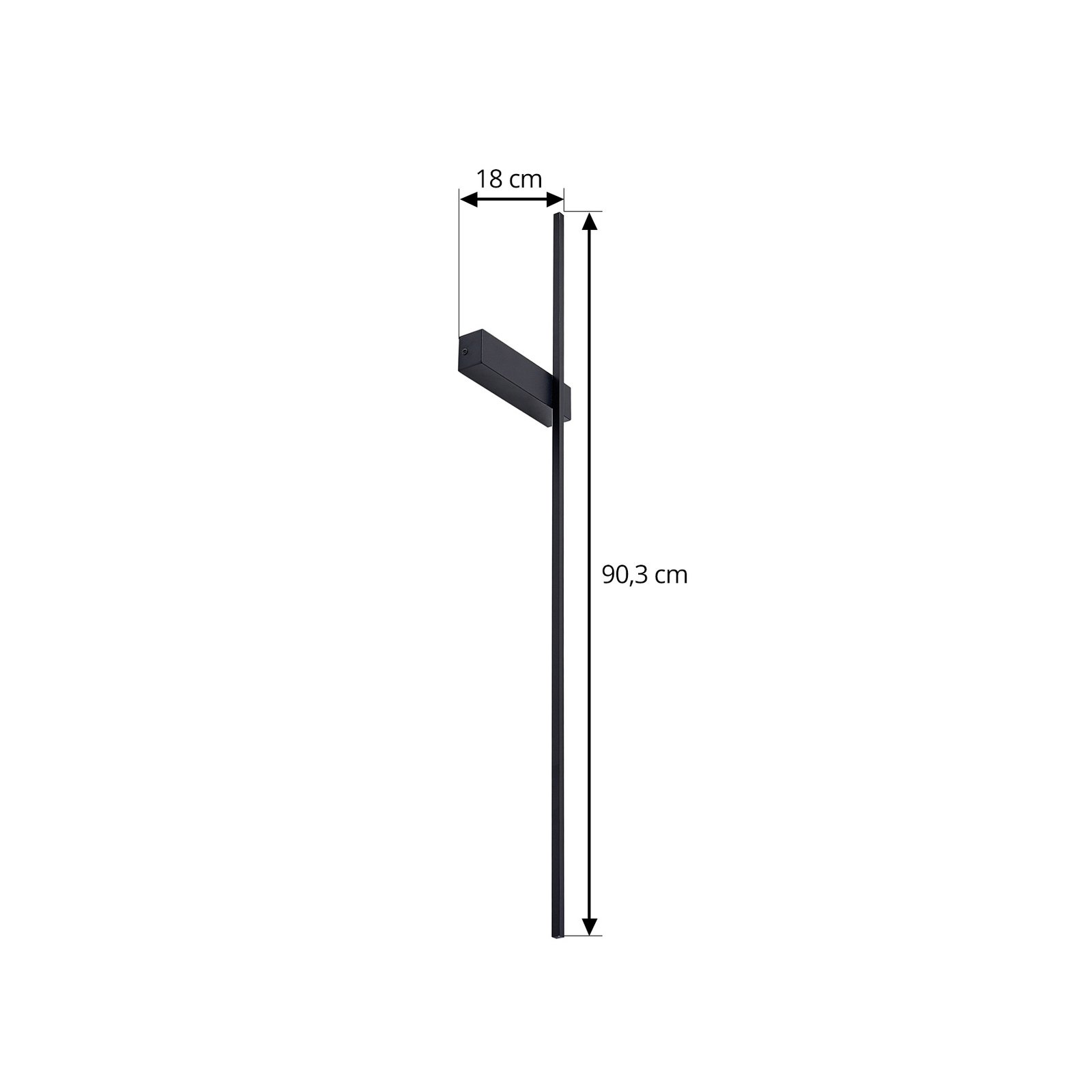 Aplique de pared LED Lindby Natsumi, negro, aluminio, 90 cm