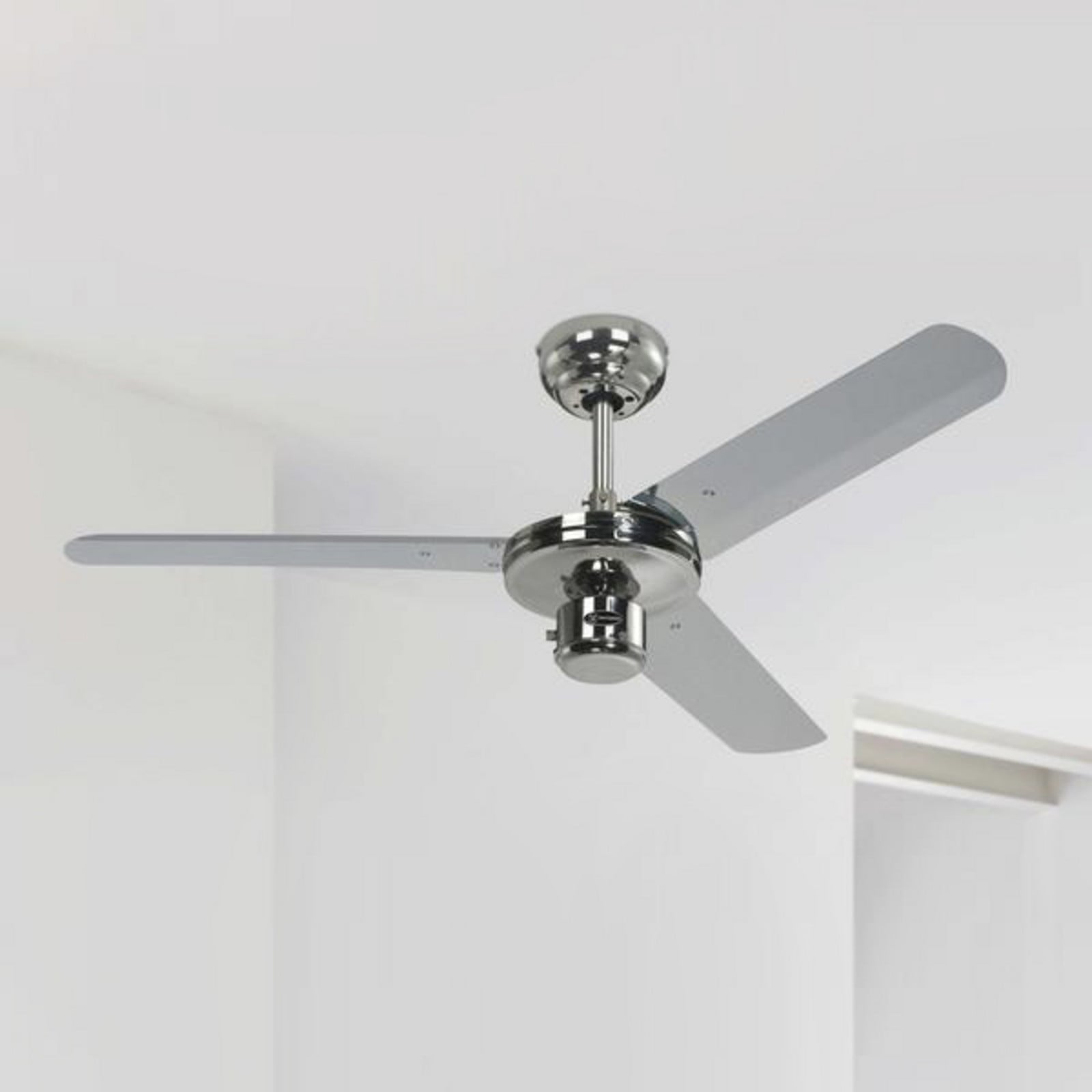 Ventilateur de plafond Industrial chromé silencieux 122 cm Westinghouse - Moderne - Métal