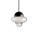 LED pendant light Nutty, clear / black, Ø 18.5 cm, glass