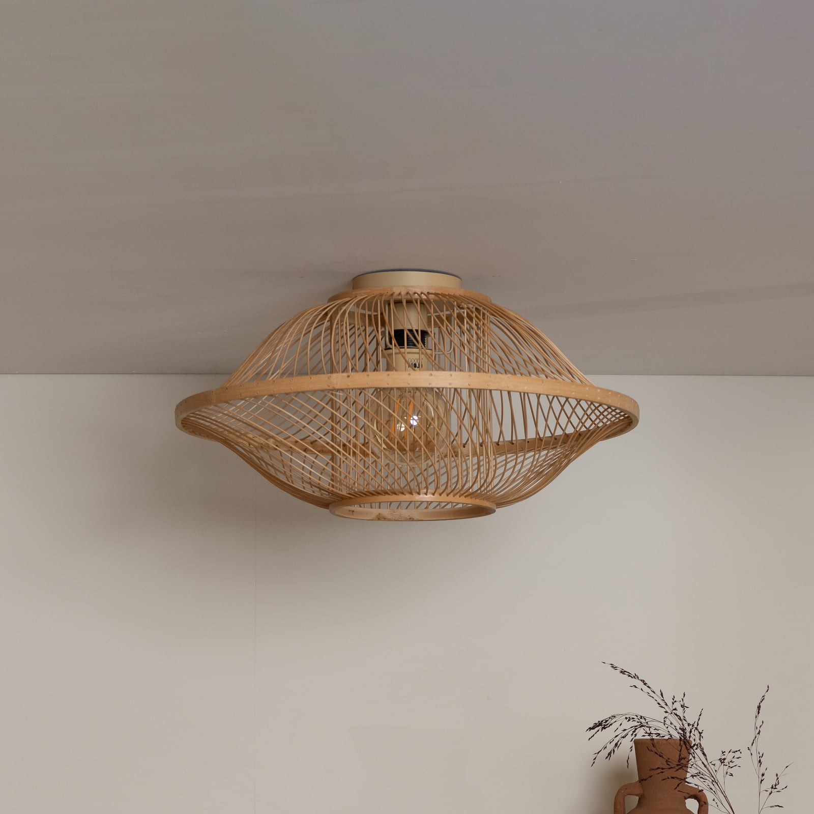 GOOD & MOJO Plafonnier Maui, naturel, Ø 50 cm, bambou, E27