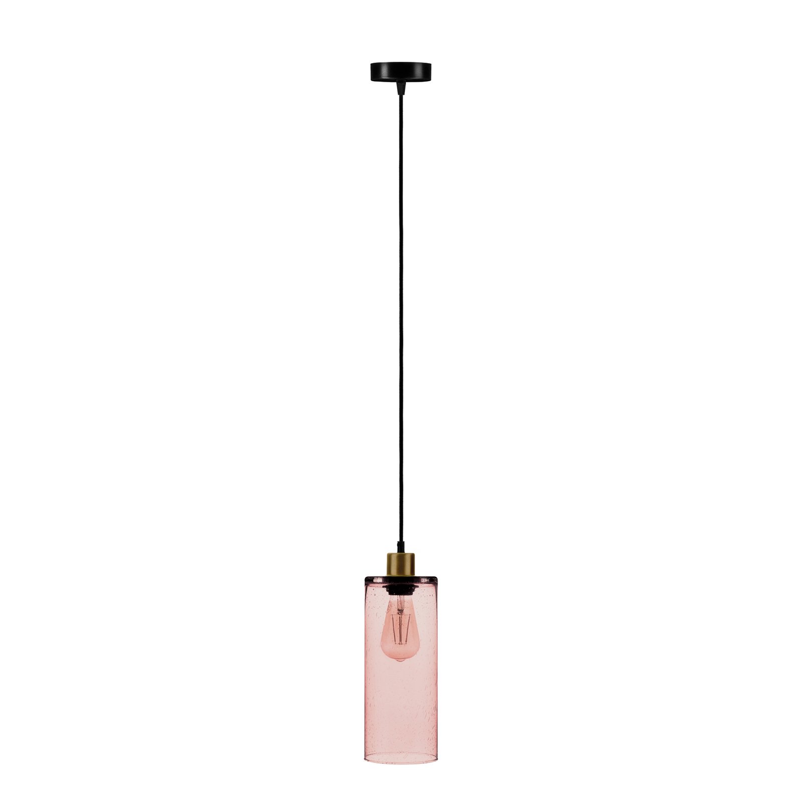 Závesná lampa Sóda sklenený valec, ružová Ø 12 cm