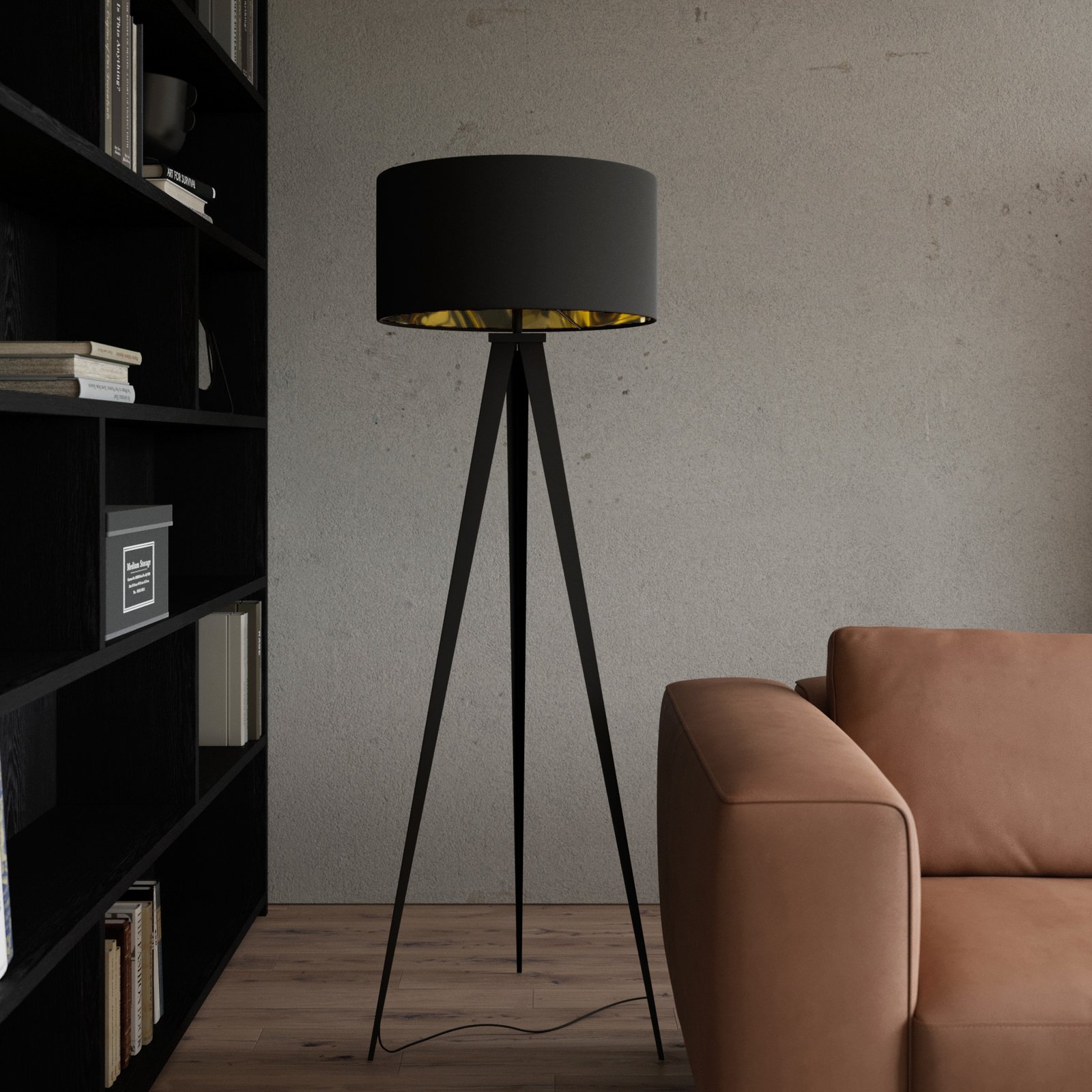 Benik Lampa Podłogowa Black/Gold - Lindby