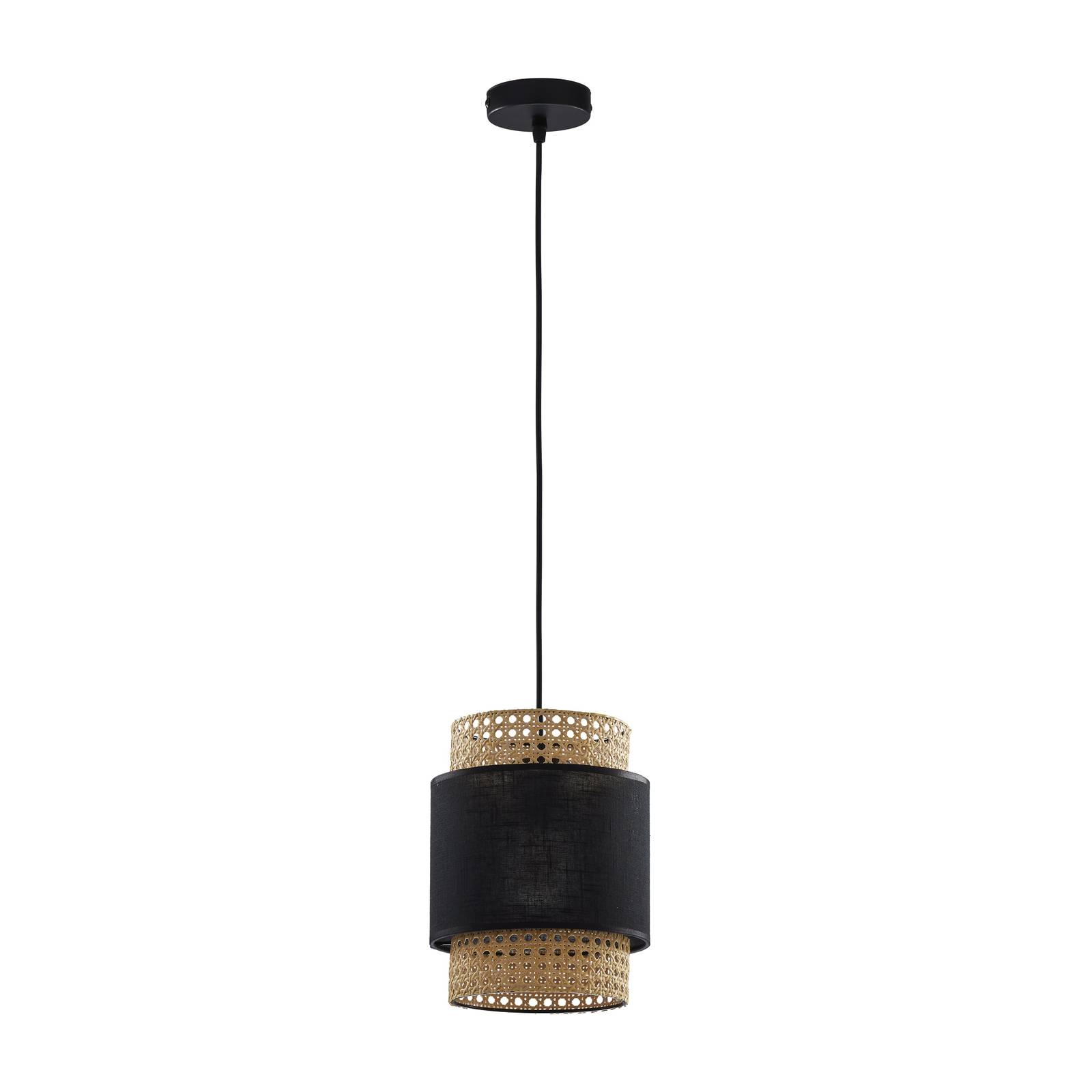 Hanglamp Boho, zwart/rotan Ø 20 cm