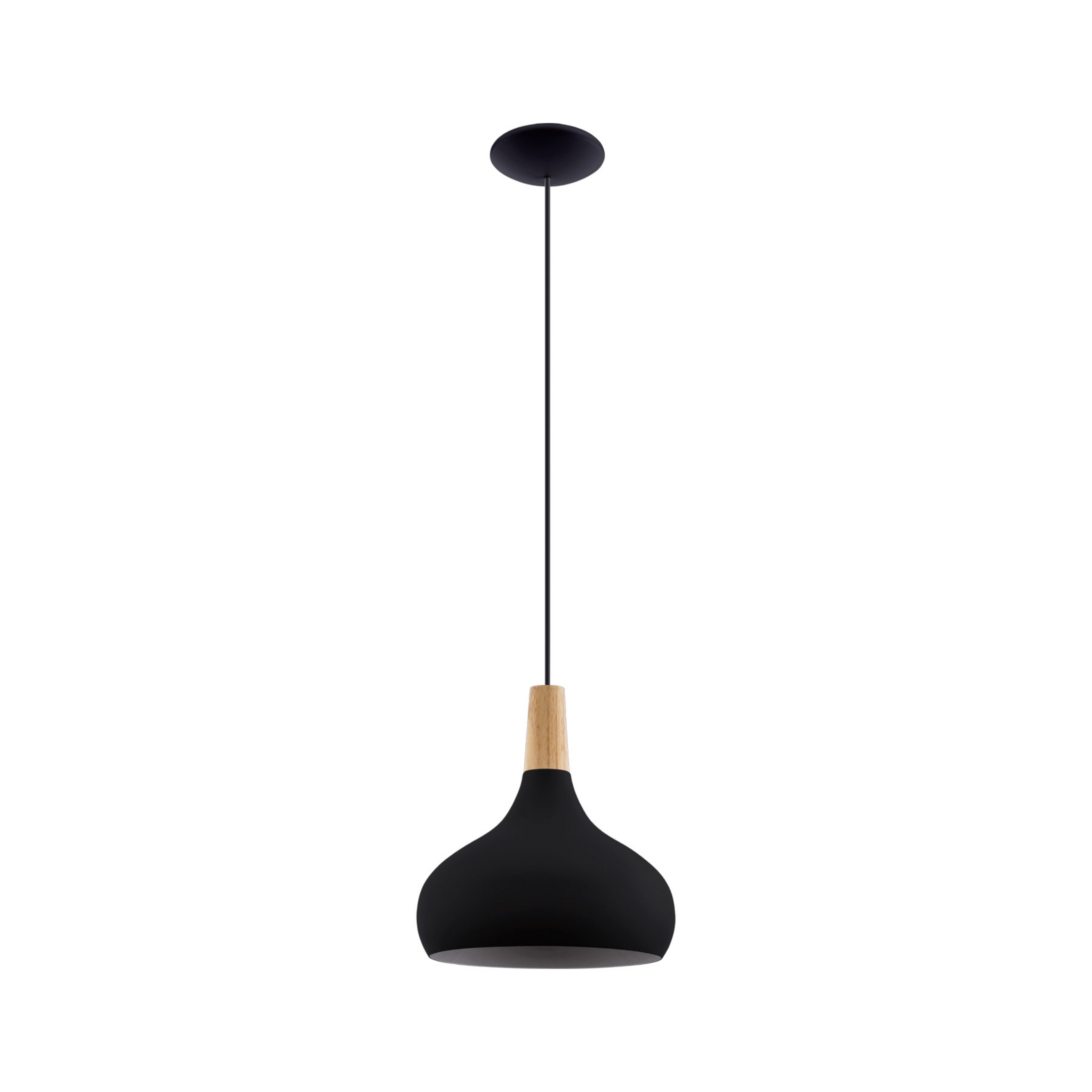 Candeeiro suspenso Sabinar, 1 luz, preto, Ø 28 cm