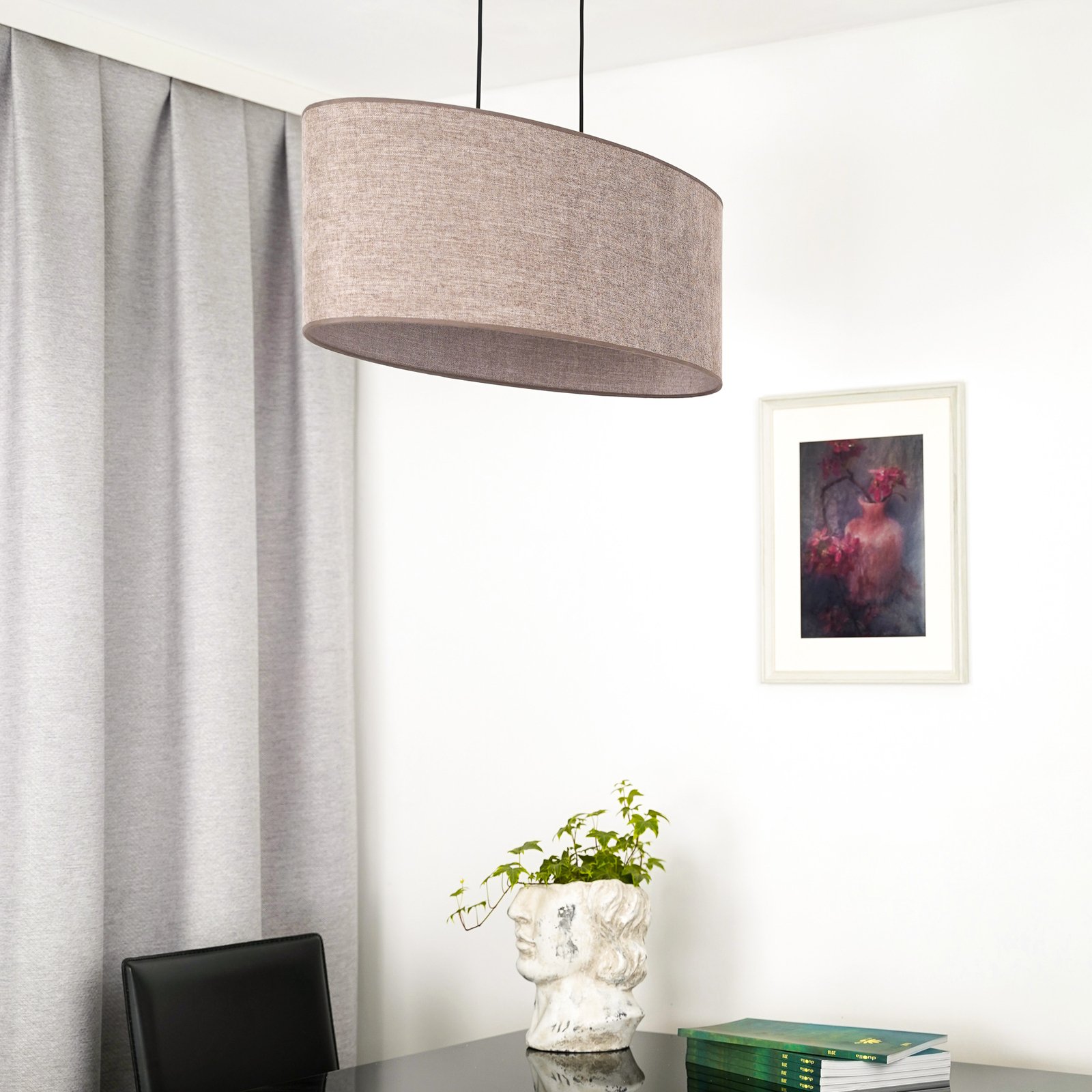 Euluna hanglamp Celine, cappuccino, chenille stof, 80 cm