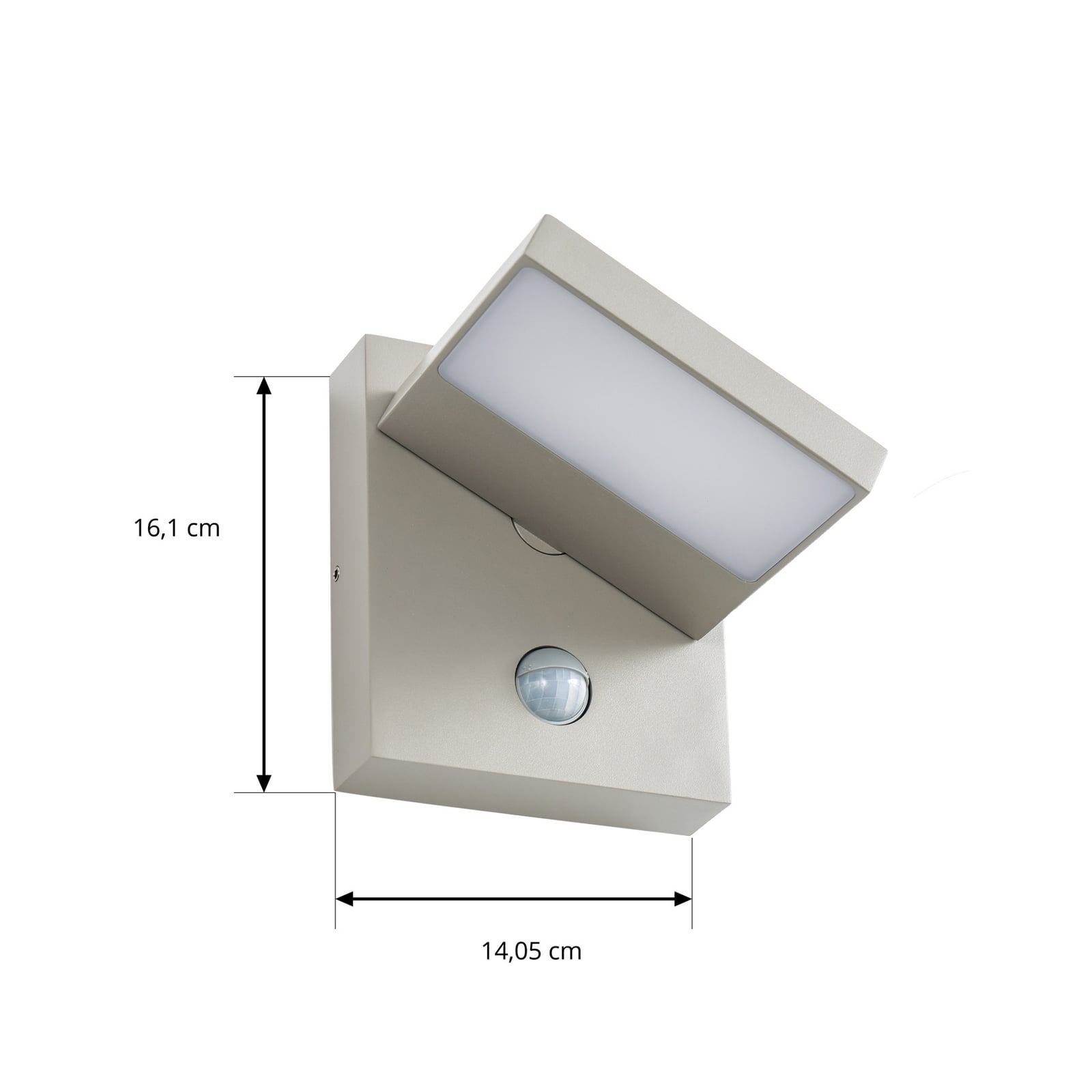 Lucande LED outdoor wall lamp Silvan, grey, sensor, IP54