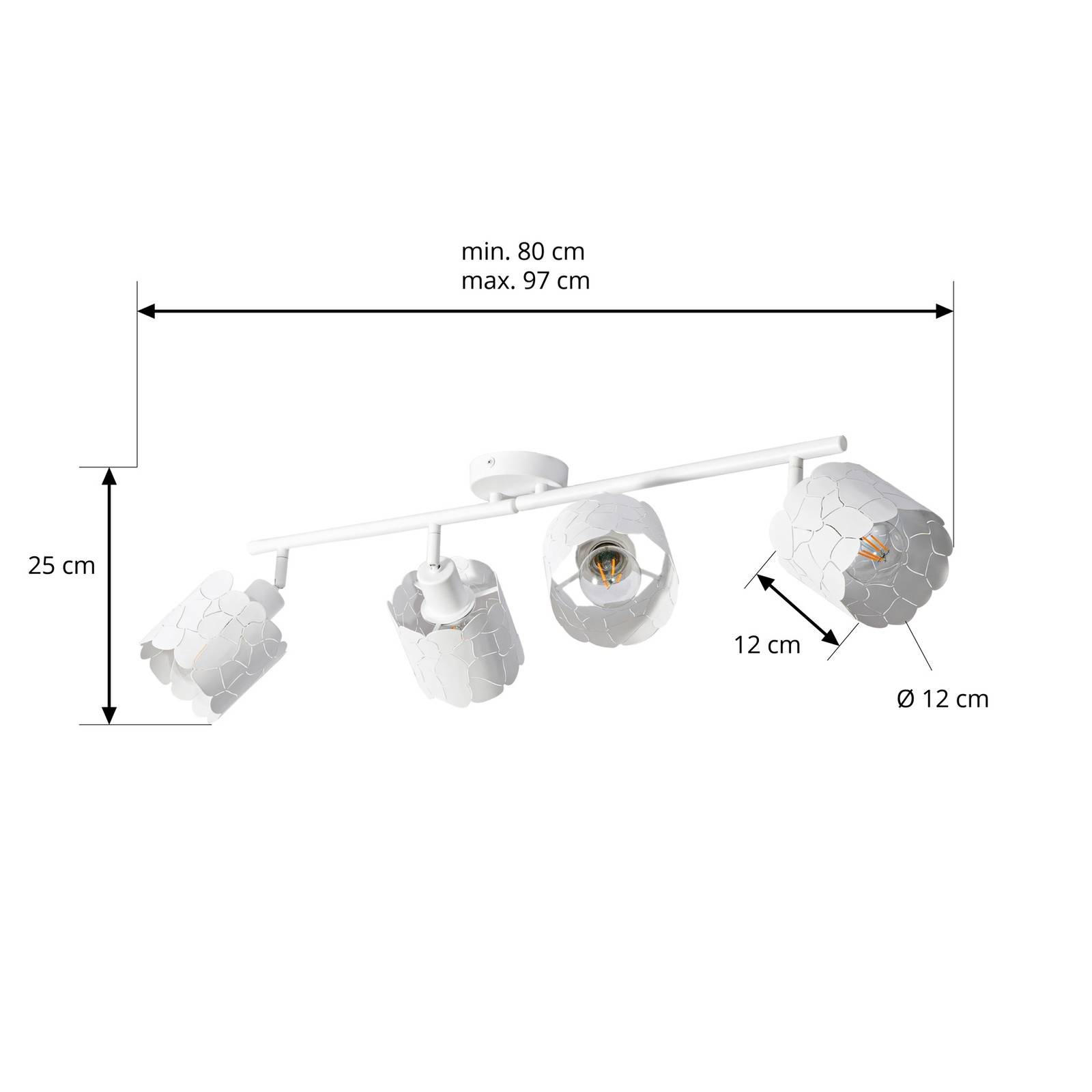 Lampa sufitowa Lindby Aralena biała 4-punktowa