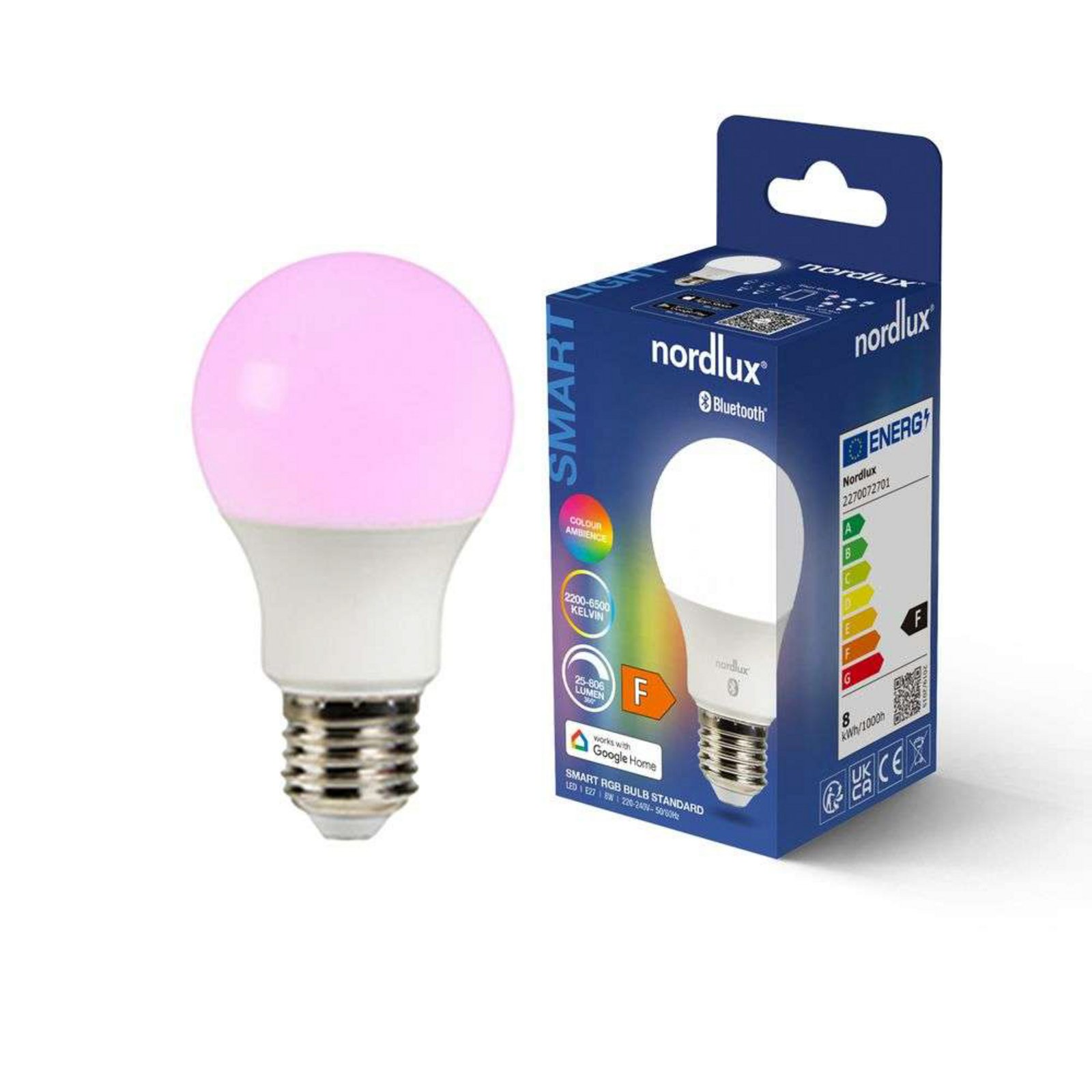 Bulb Smart Colour 8W (806lm) 2200-6500K Dim. White E27 - Nordlux