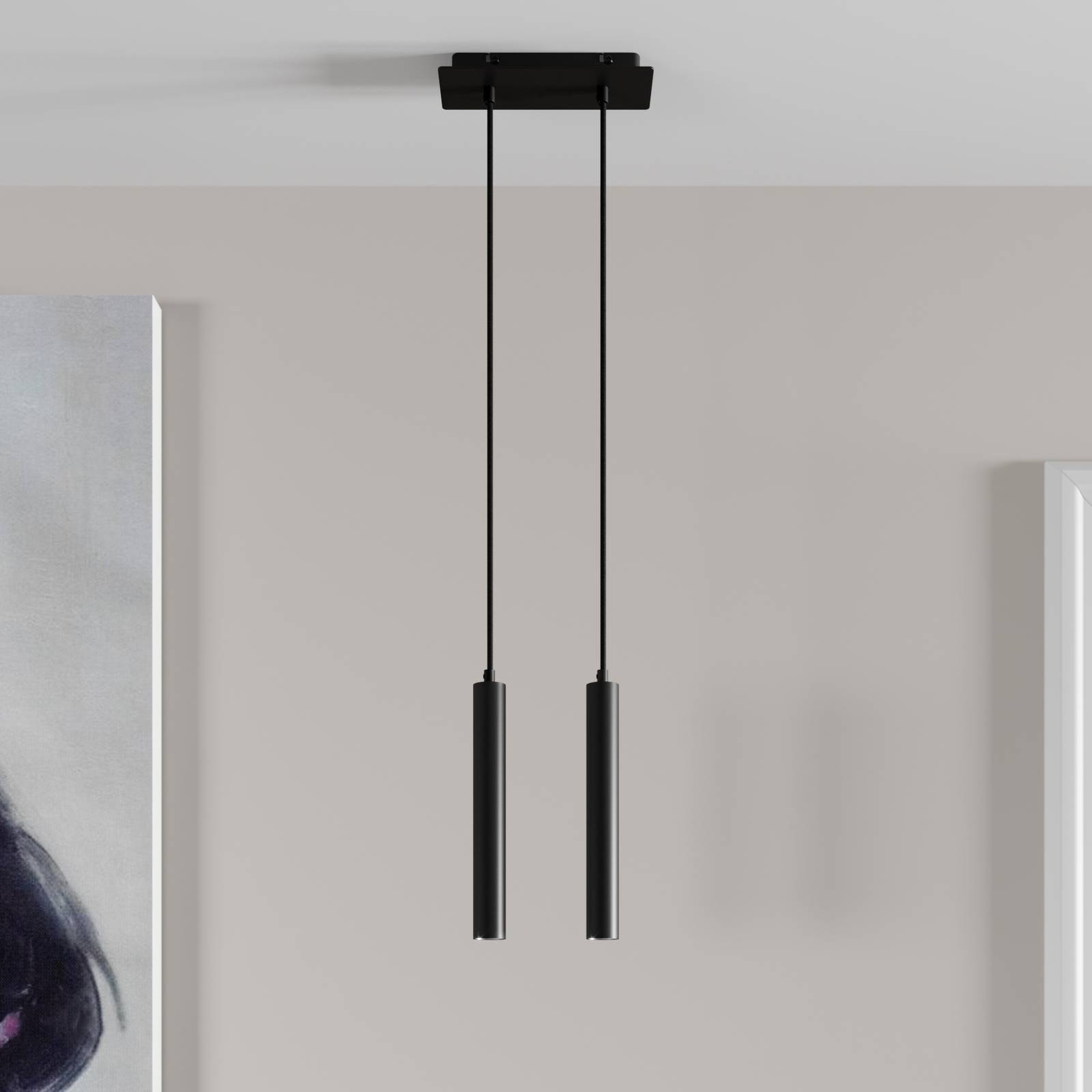 Arcchio lampa wisząca LED Franka, 2-punktowa, czarna, aluminium