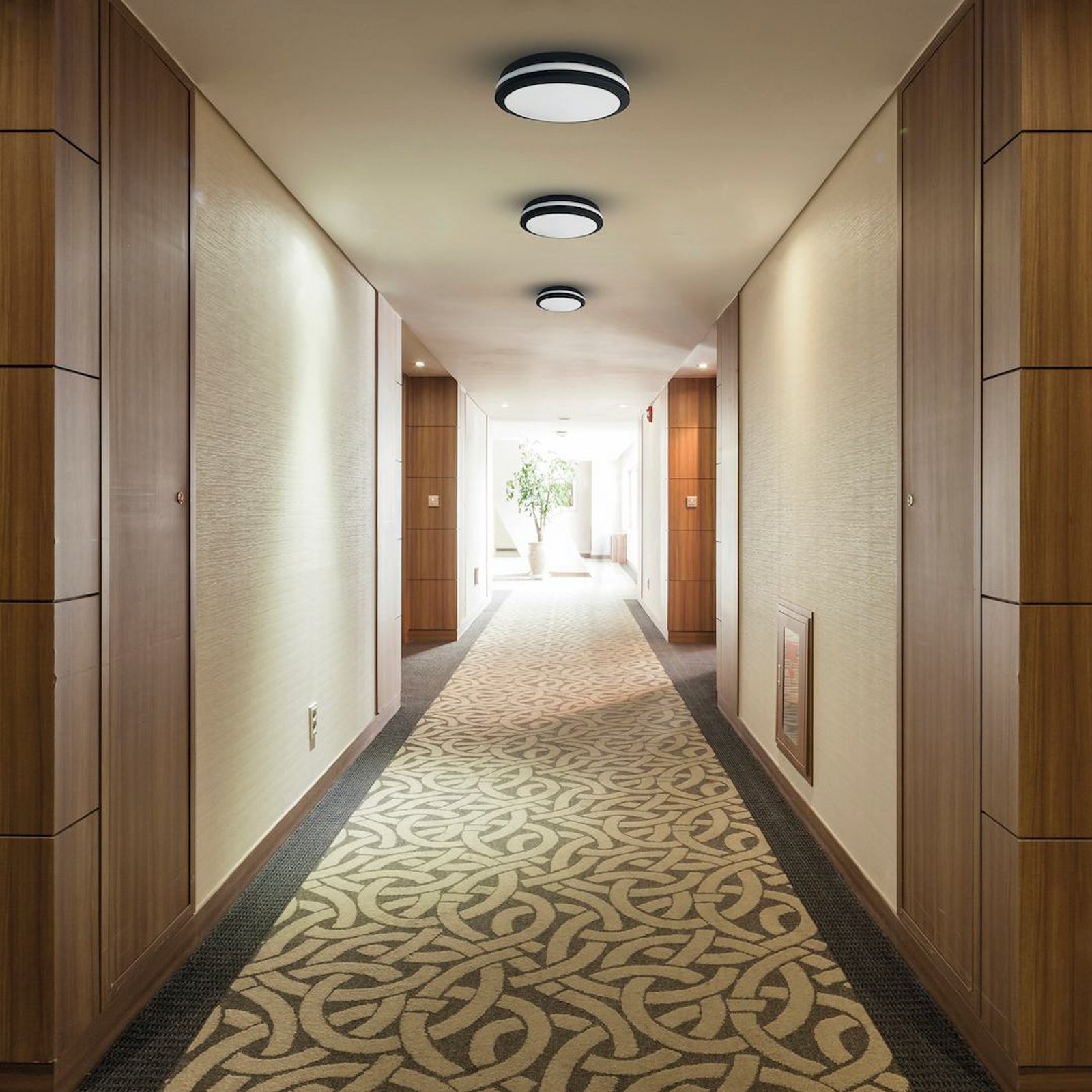 Marlon LED ceiling light, Ø 40 cm, black, plastic, IP54