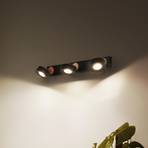 LEDVANCE LED-loftspot Pluto, stål, træ, 3-lys, sort