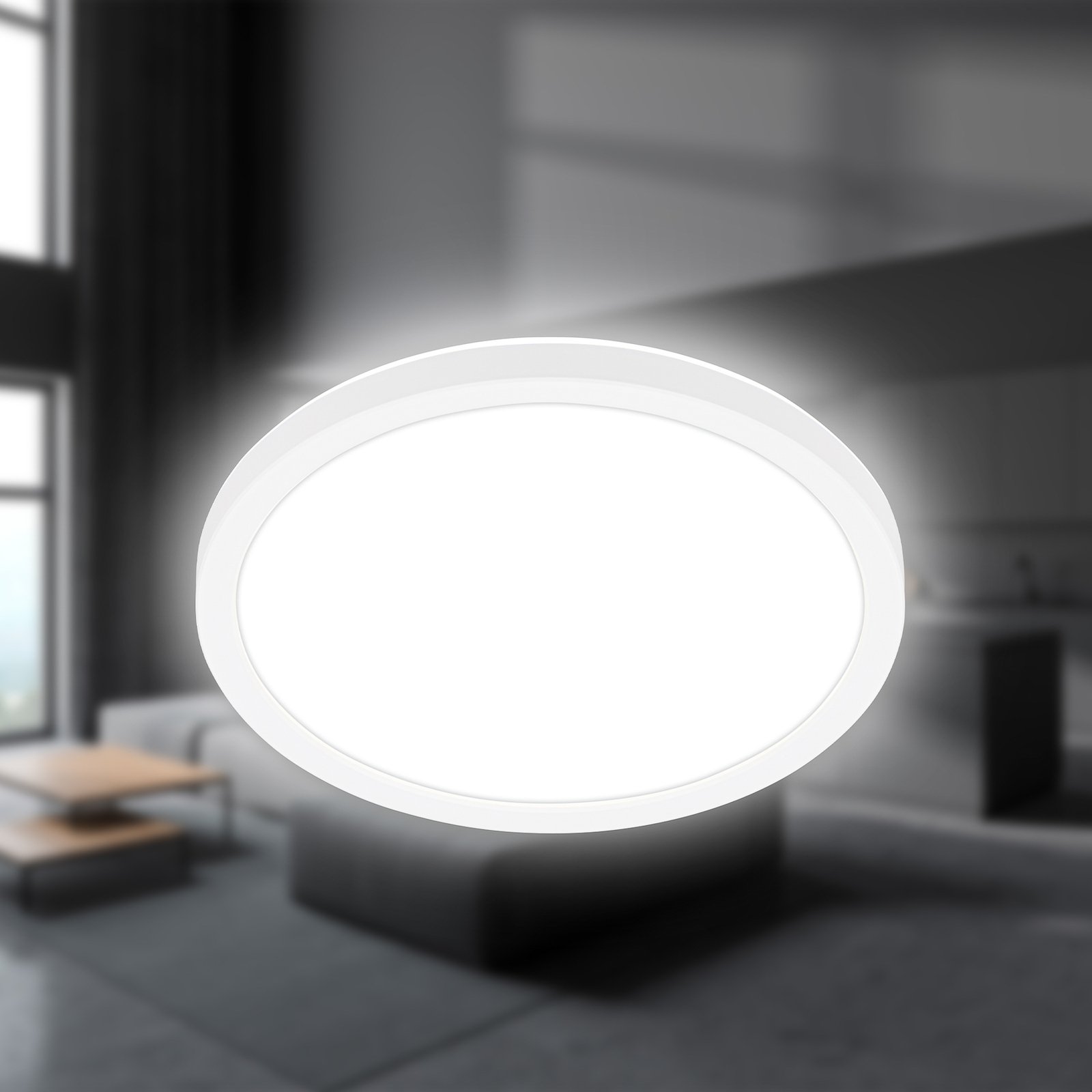 LED ceiling light Tava, white, Ø 24 cm, plastic