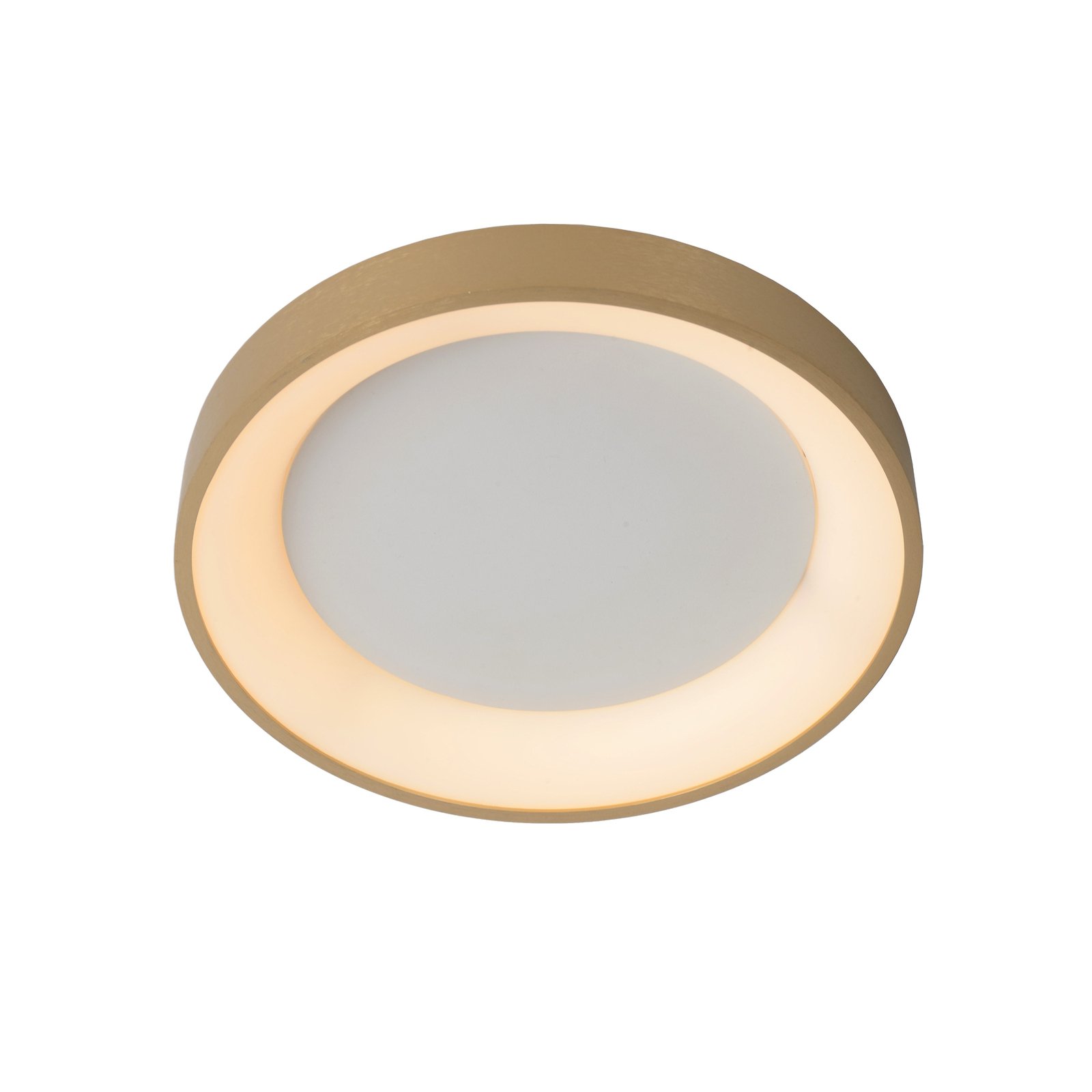 Candeeiro de teto Vidal LED, dourado, Ø 28 cm, regulável, acrílico