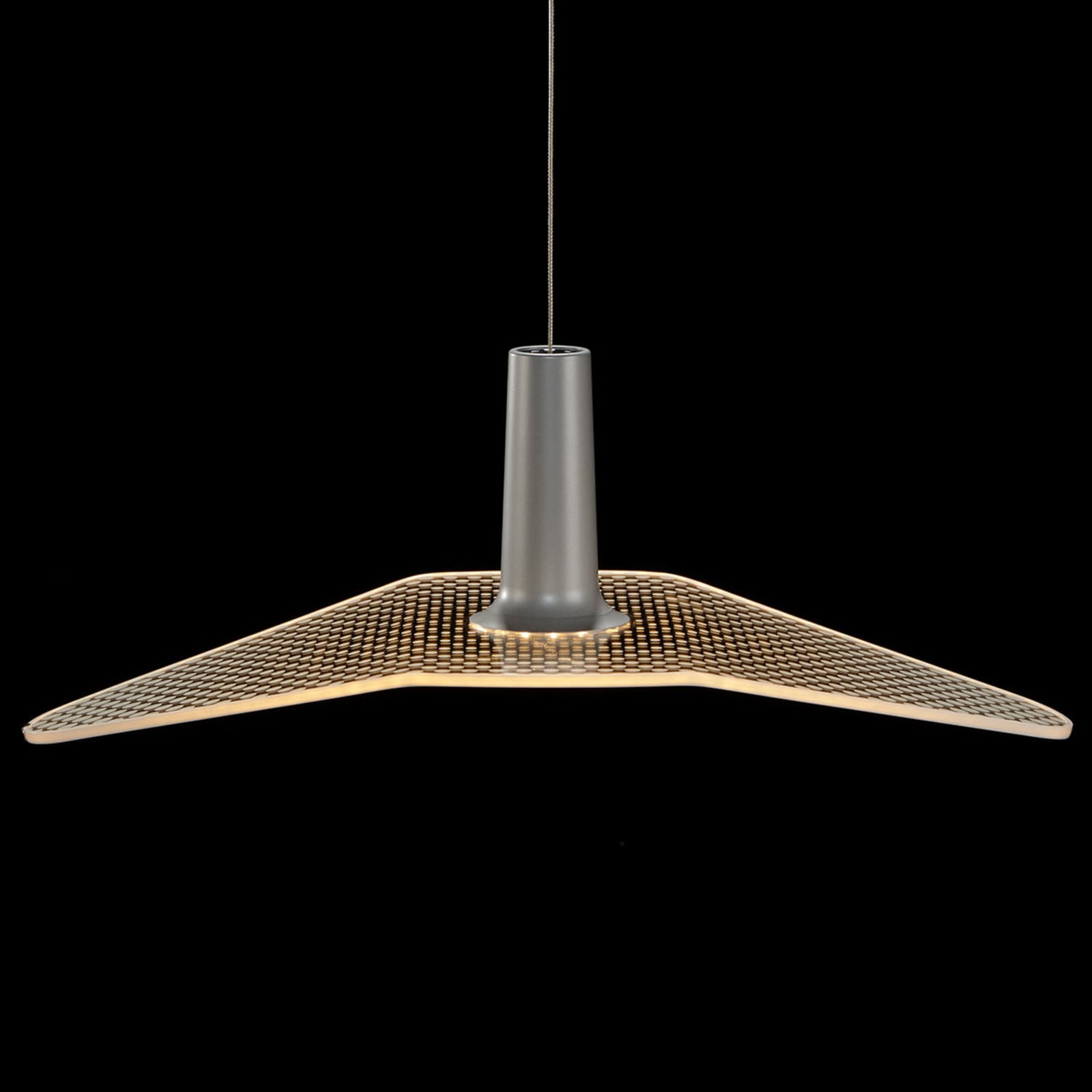 LDM Wyng Dot LED hanging light, metallic silver, for Living / Dining Room, acrylic, aluminium, 32 W, energy efficiency: A+, L: 64.3 cm, W: 39.4 cm, H: 23.4 cm