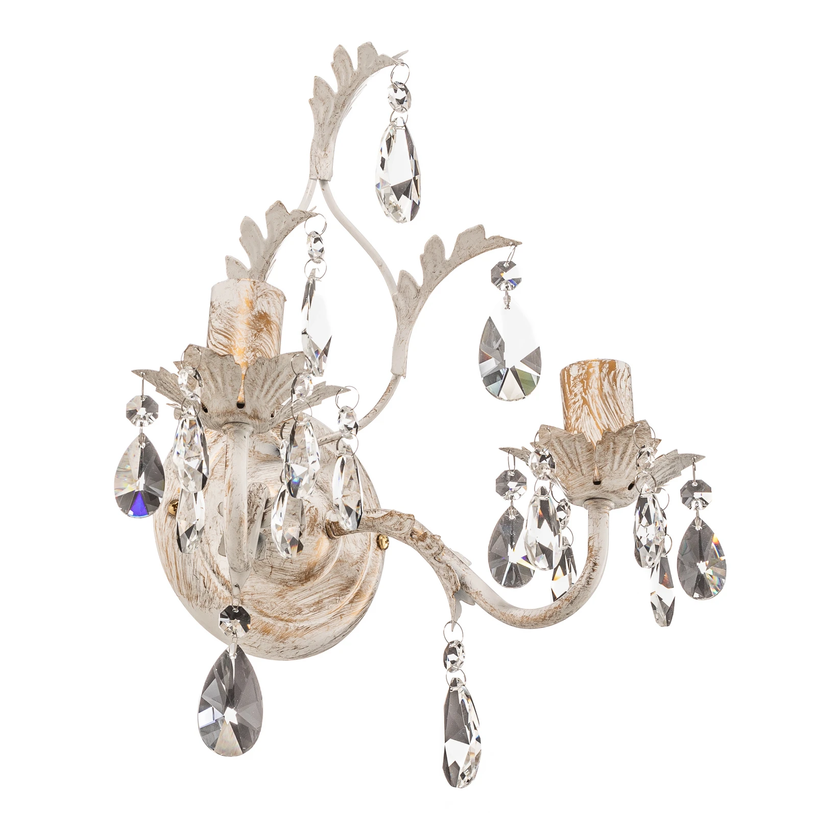 Kristallen wandlamp Teresa, ivoor 2-lamps