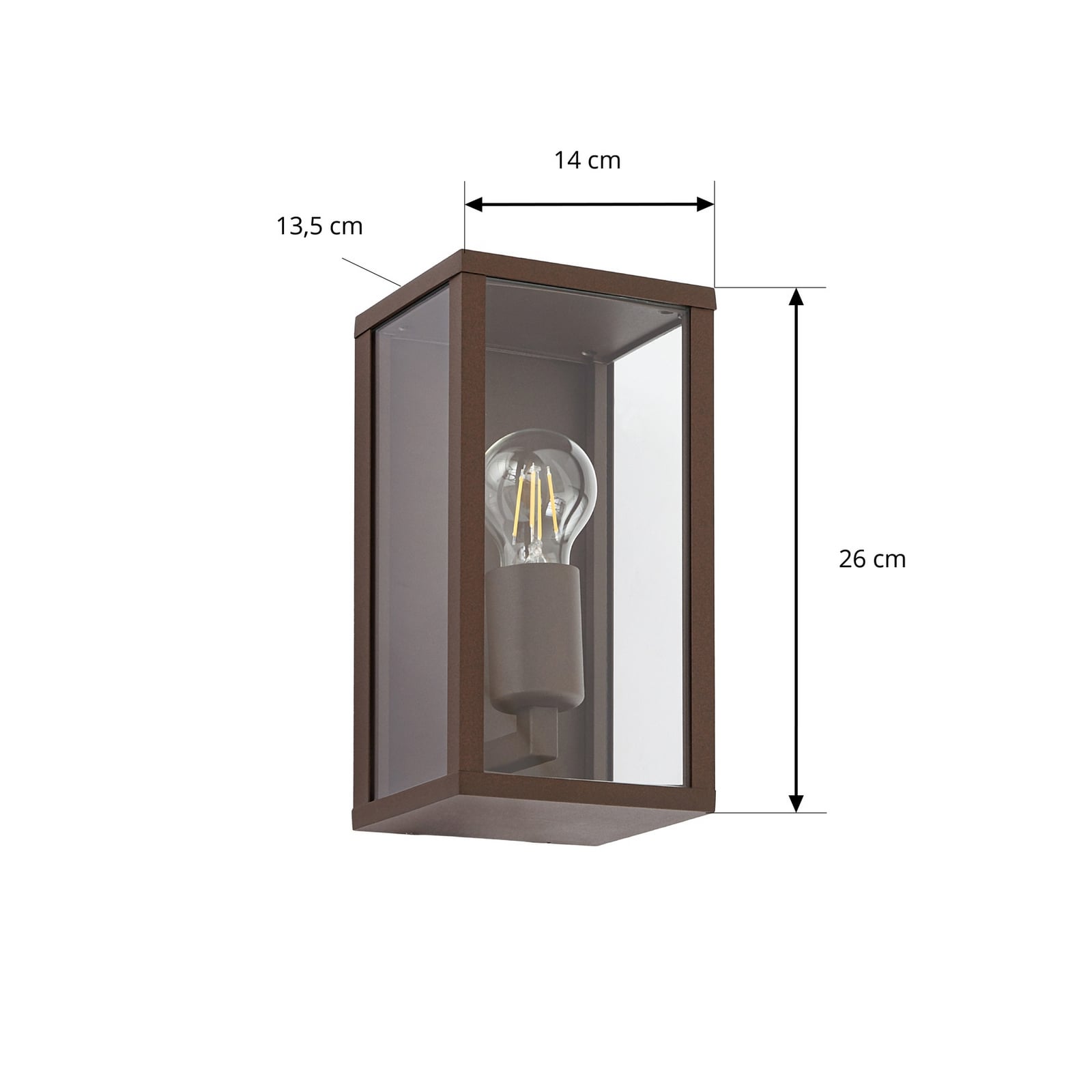 Applique d'extérieur Lindby Peldar, rouille/transparent, 26 cm, métal