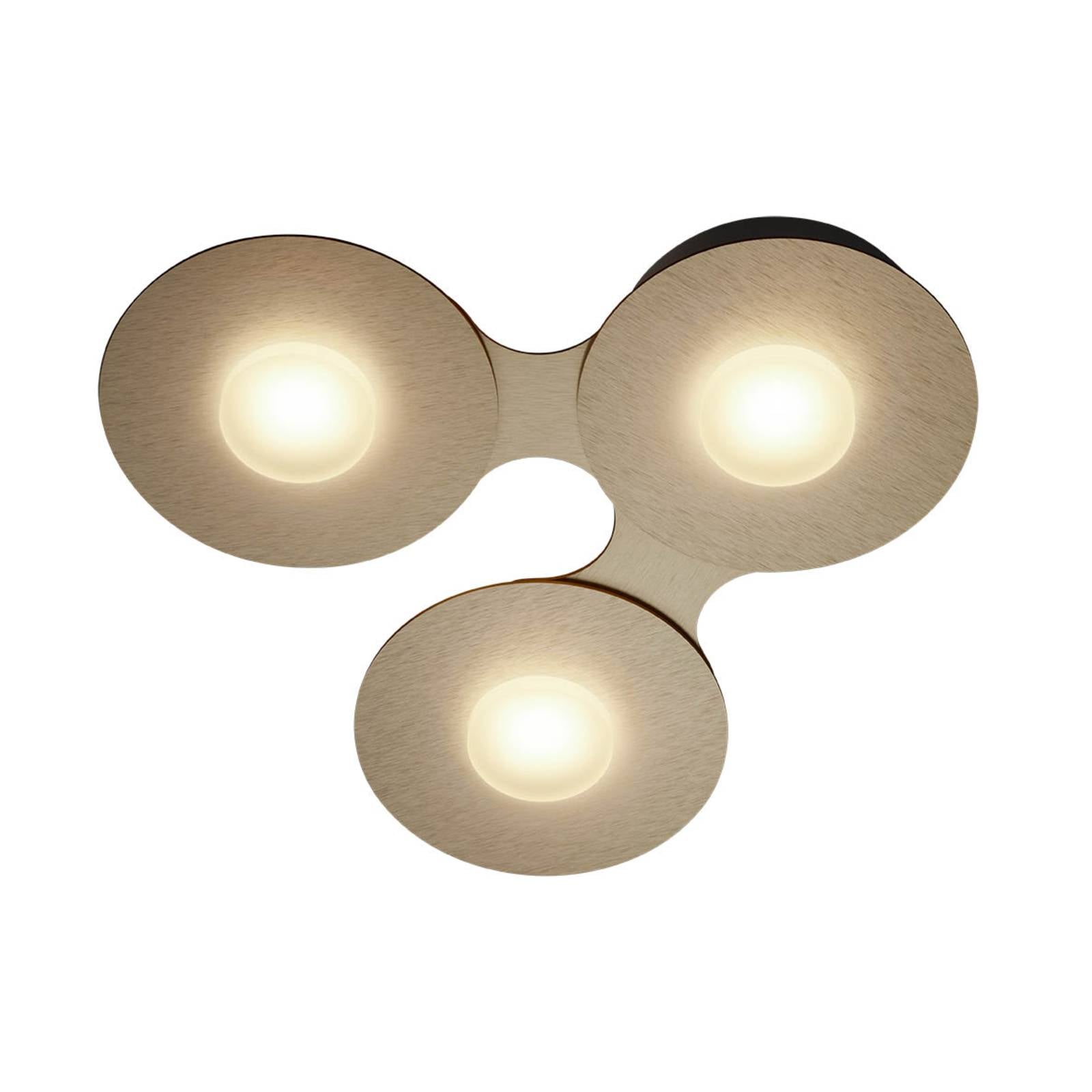 Grossmann GROSSMANN Disc LED ceiling light, auburn, 3-bulb, for Living / Dining Room, brushed aluminium, acrylic, 22.2 W, L: 37.4 cm, W: 34.6 cm, H: 6.5 cm