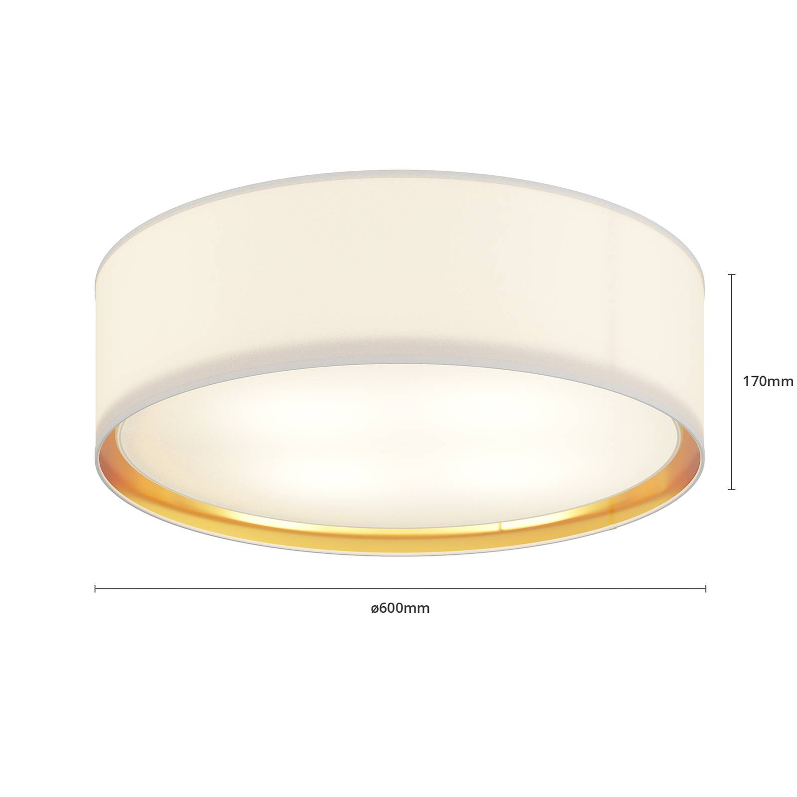 Lampa sufitowa Bilbao, biały/złoty, Ø 60 cm