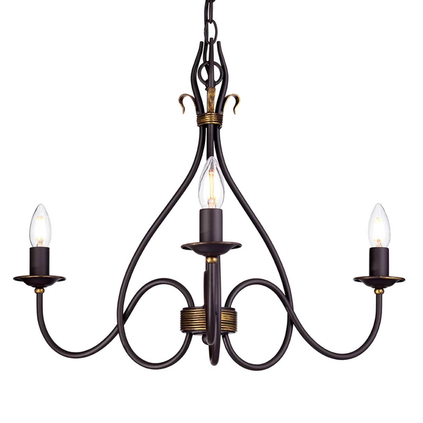 Windermere Hanging Light Wrought Iron Three Bulbs