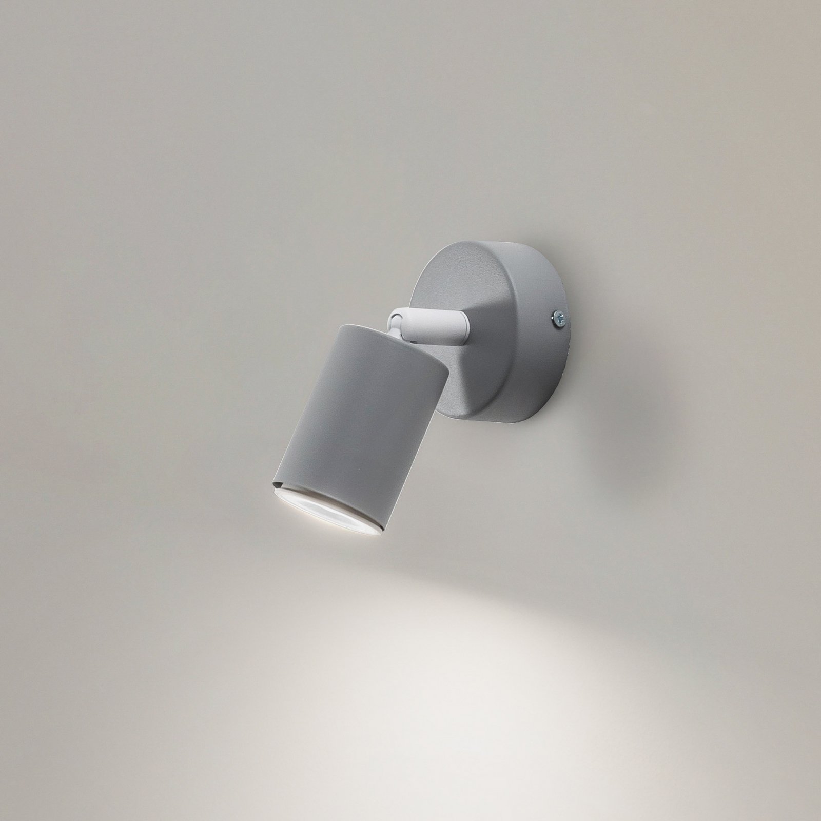 Wandspot Livia, grijs, 13 cm, metaal, verstelbaar, GU10