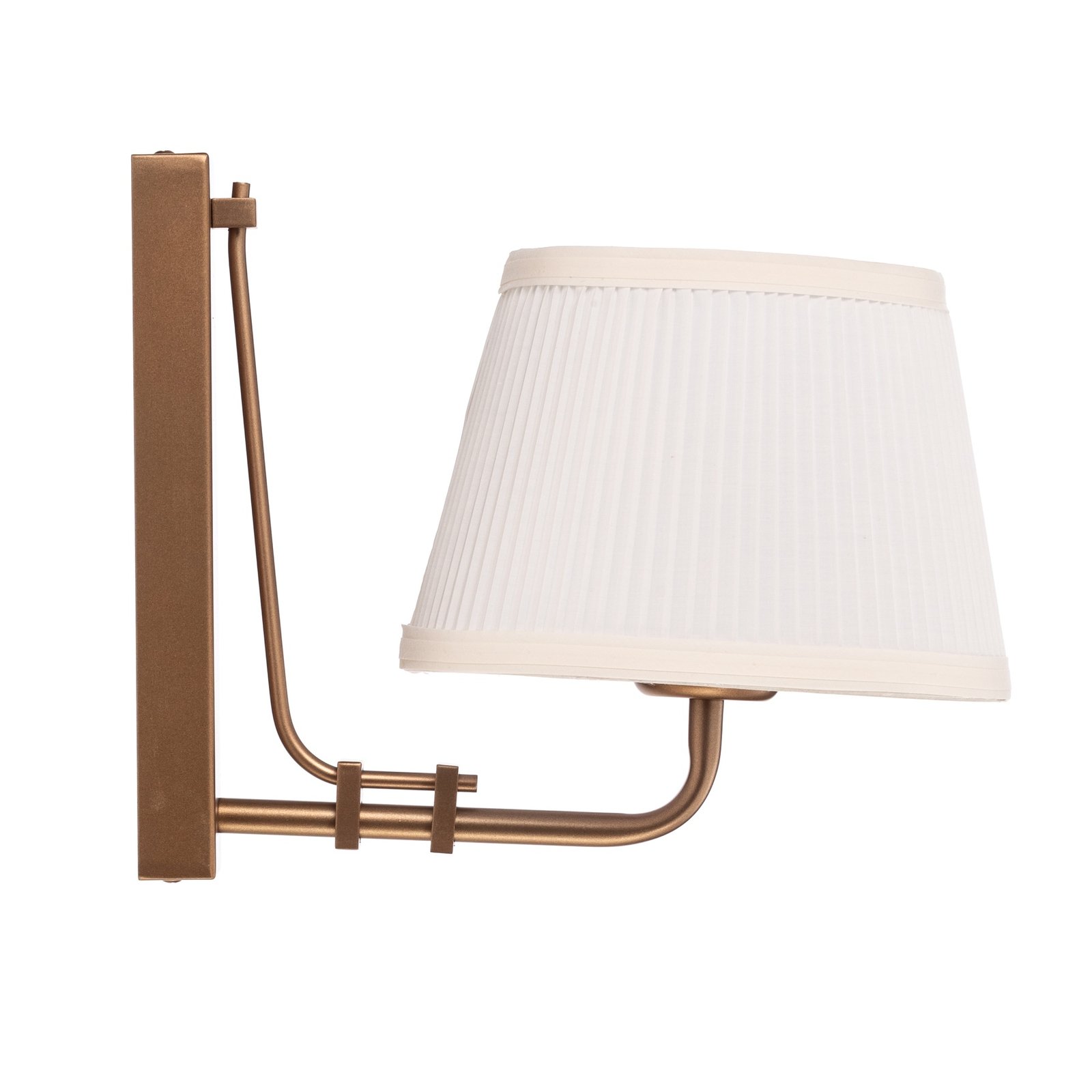 Wandlamp Atro, oud goud met witte kap