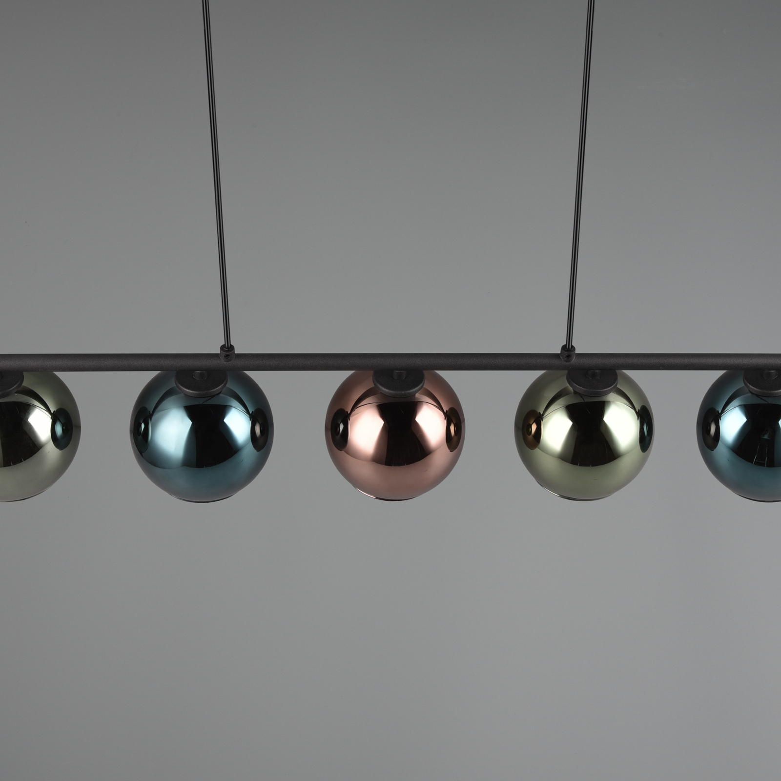 Sheldon pendant light with 5 glass globes