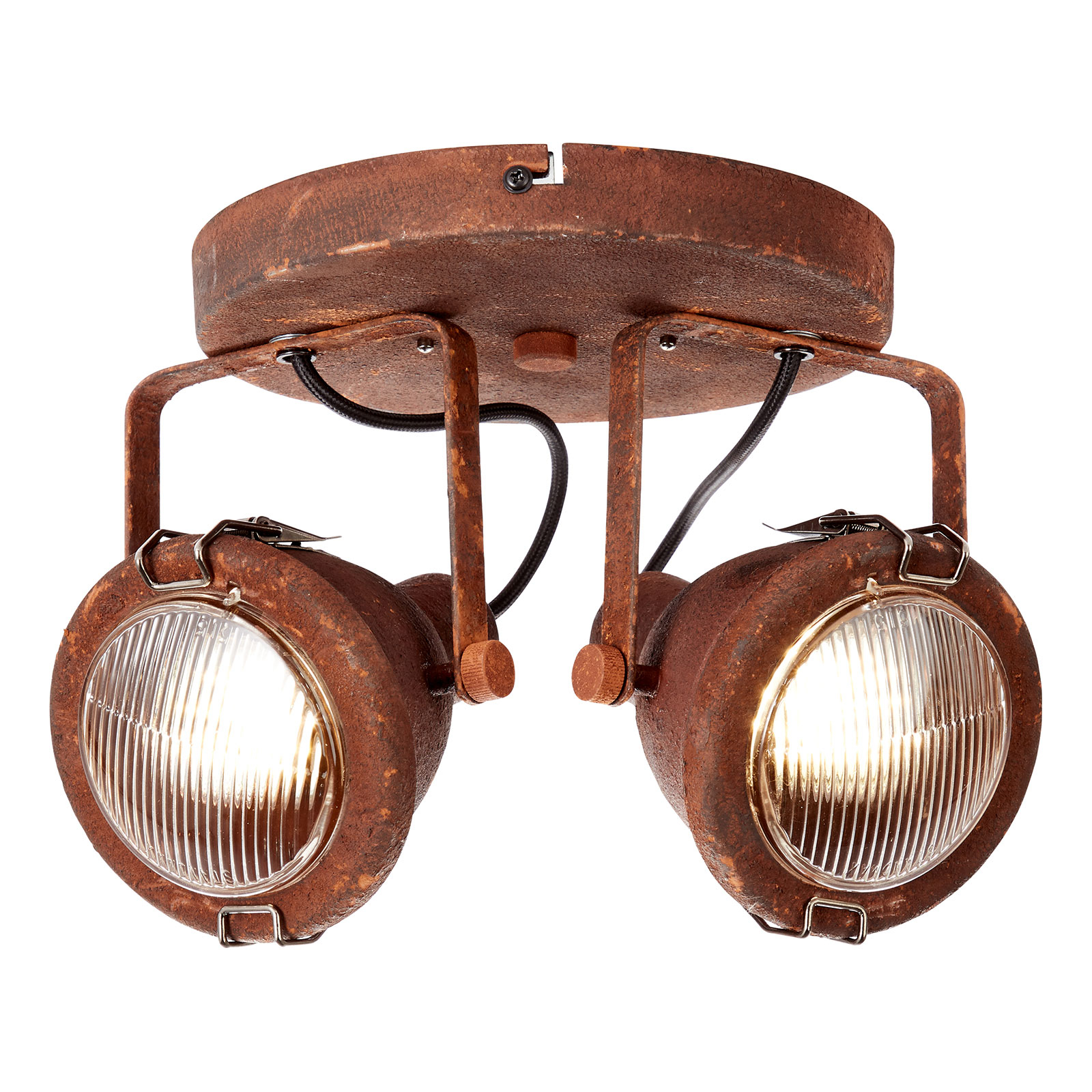 Brilliant Trendy industrial ceiling light Bentli - two-bulb, for Living / Dining Room, metal, glass, GU10, 7 W, energy efficiency: A++, H: 19.8 cm
