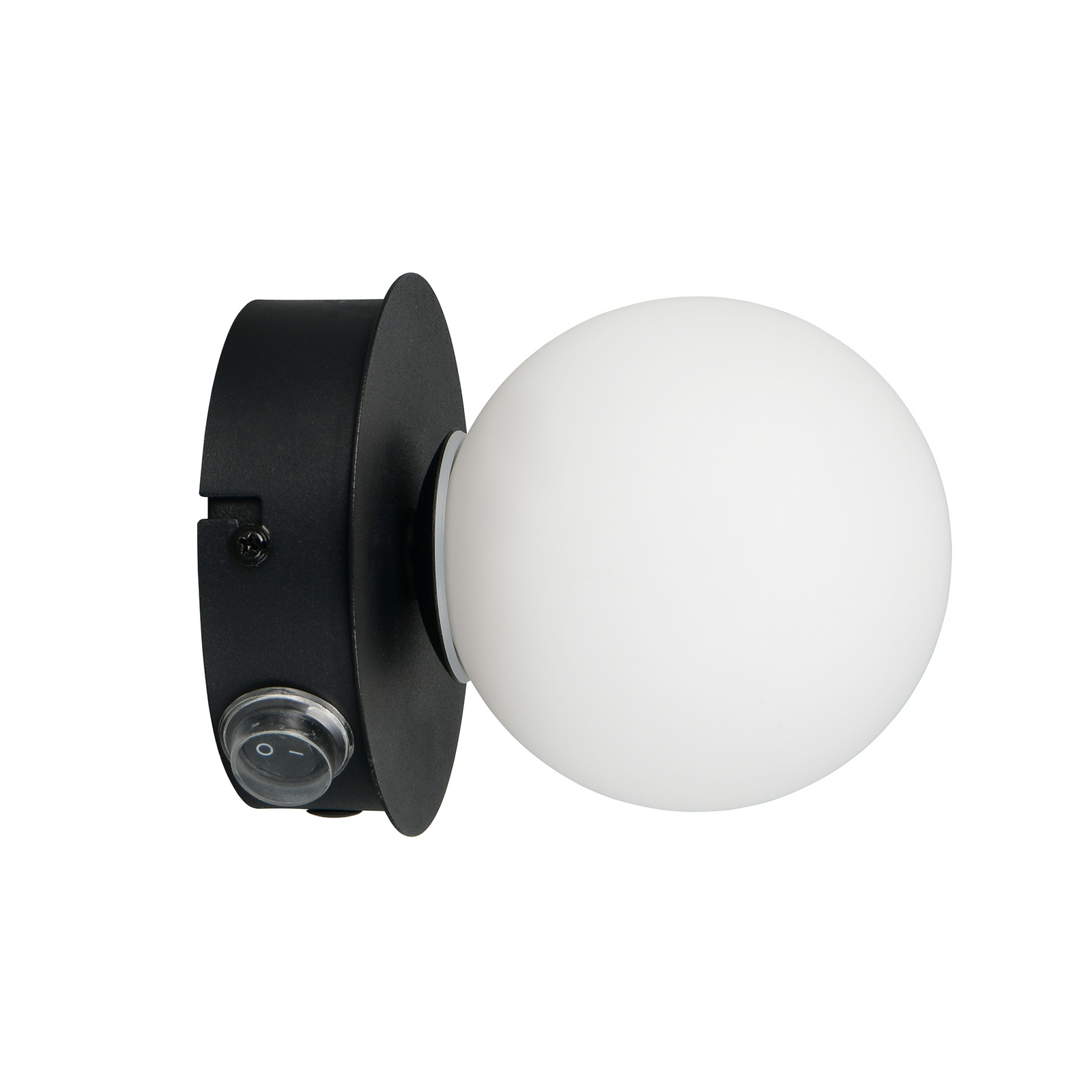 Sienas lampa „Alfio“, Ø 11 cm, matēti melna, metāls/stikls, IP44 Sienas lampa „Alfio“, Ø 11 cm, matēti melna, metāls/stikls, IP44